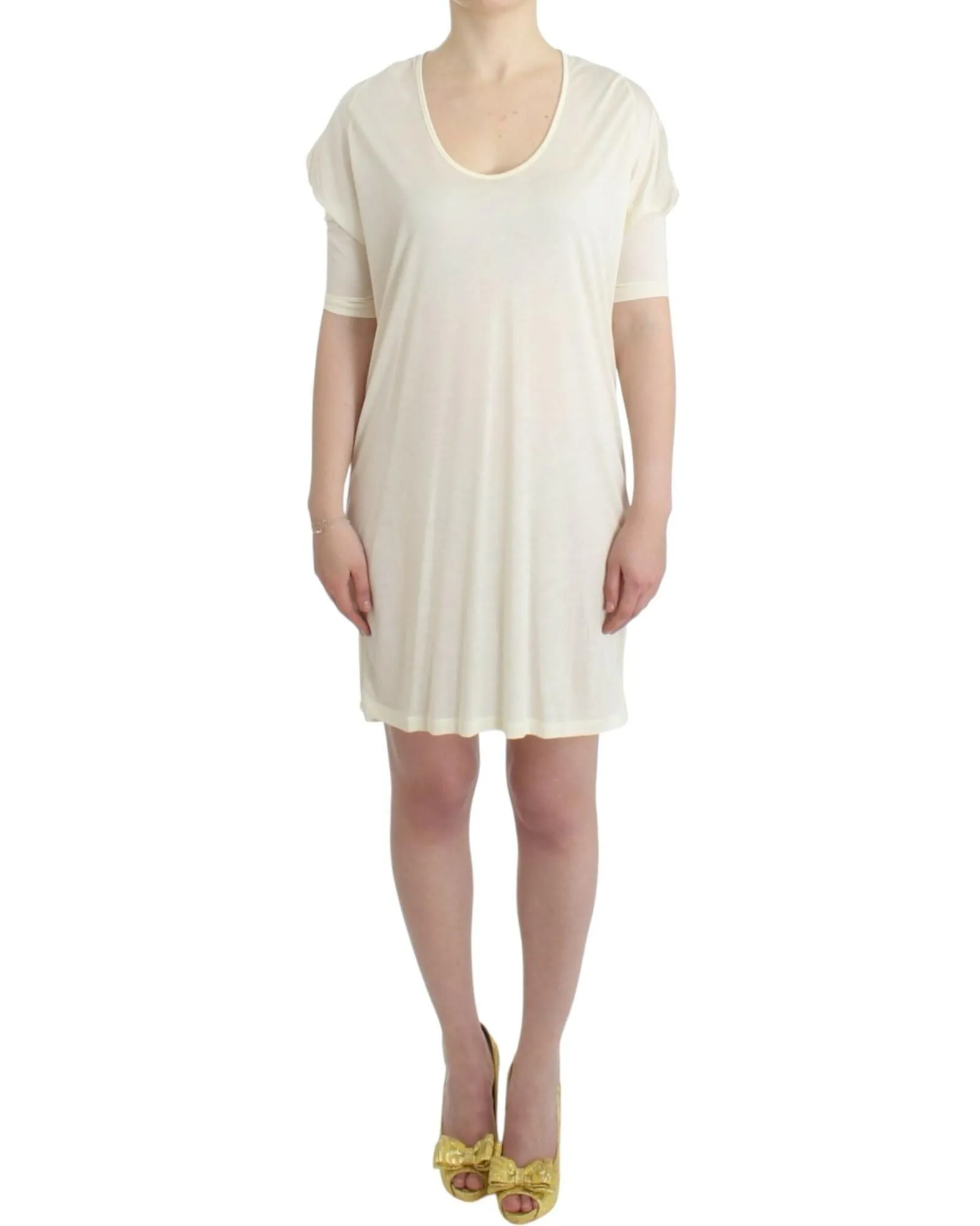 Relaxed Viscose TShirt Dress- White Dresses