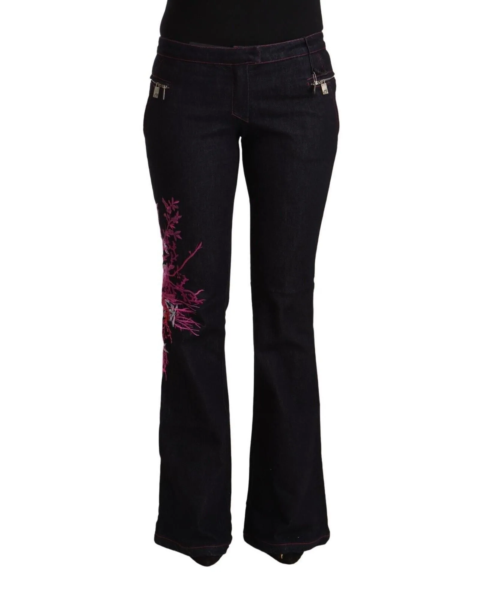 JeansFloral Embroidery- Black Jeans