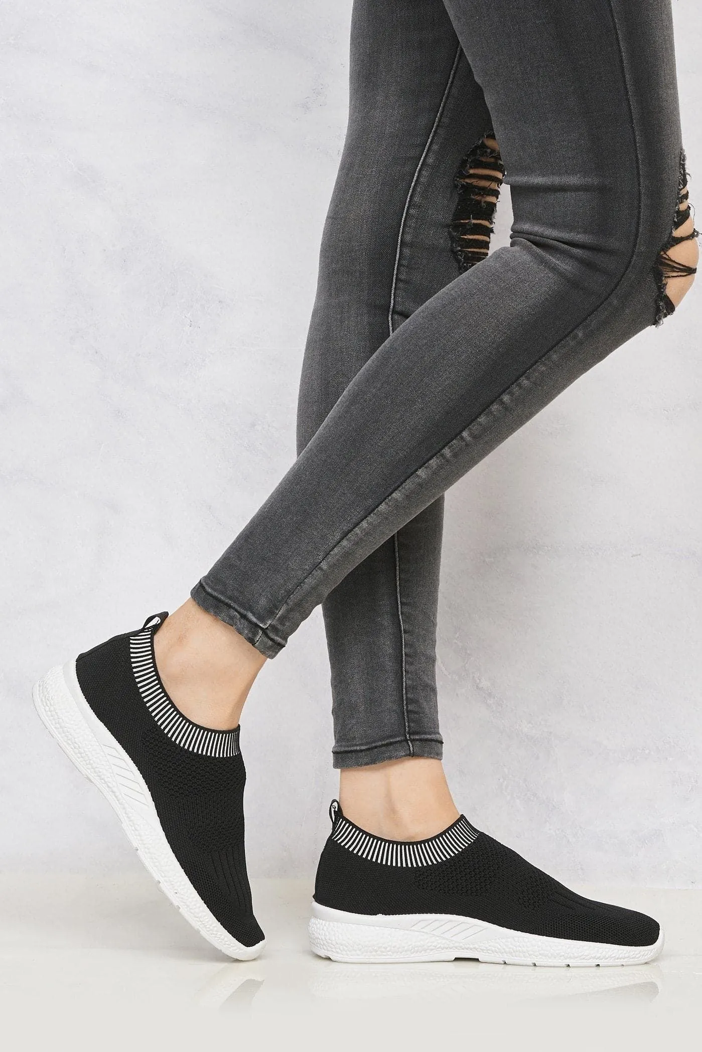 Shaughna Slip On White Sole Knitted Trainers