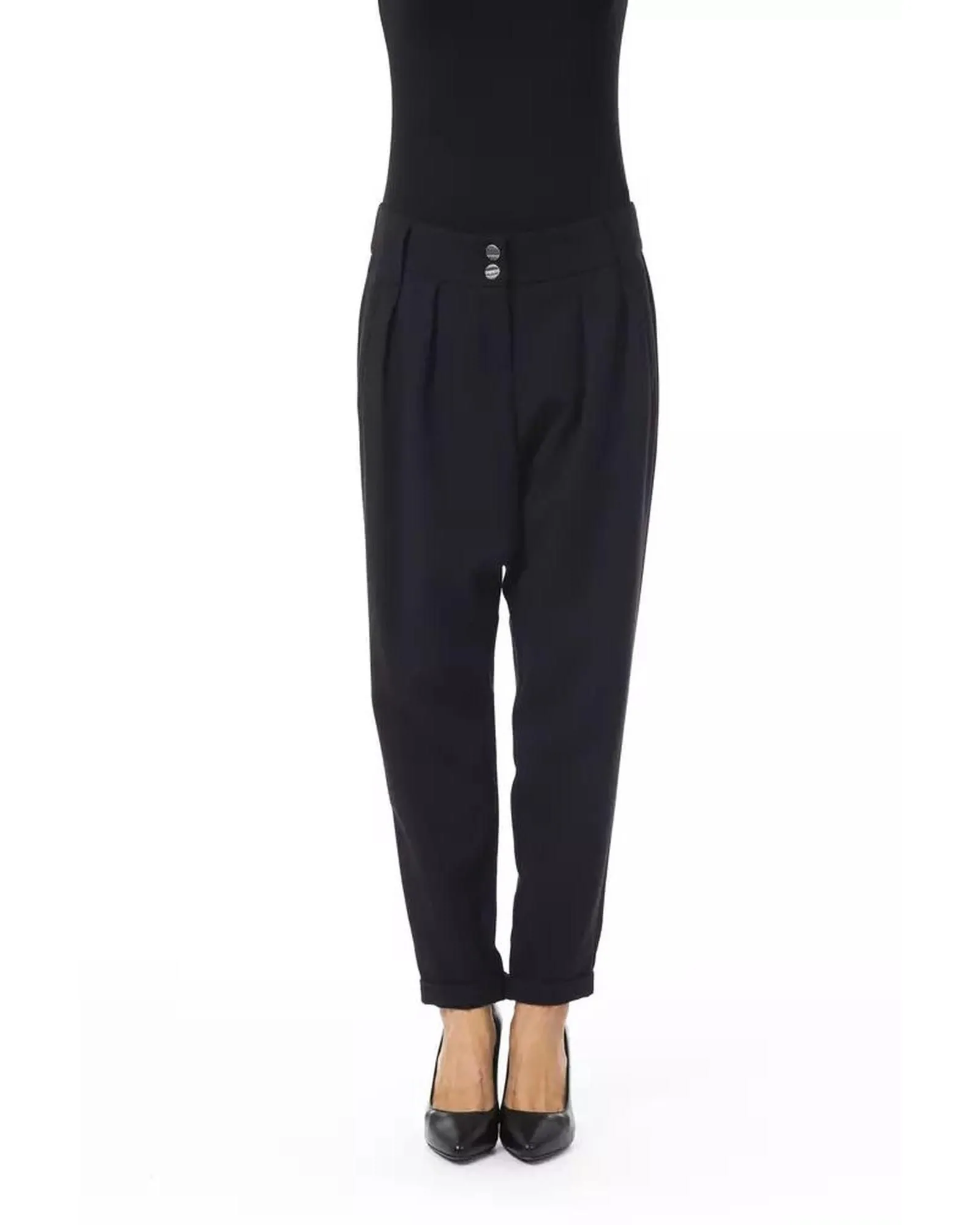 Pleated Cropped Pants ModelBY17629- Black Jeans