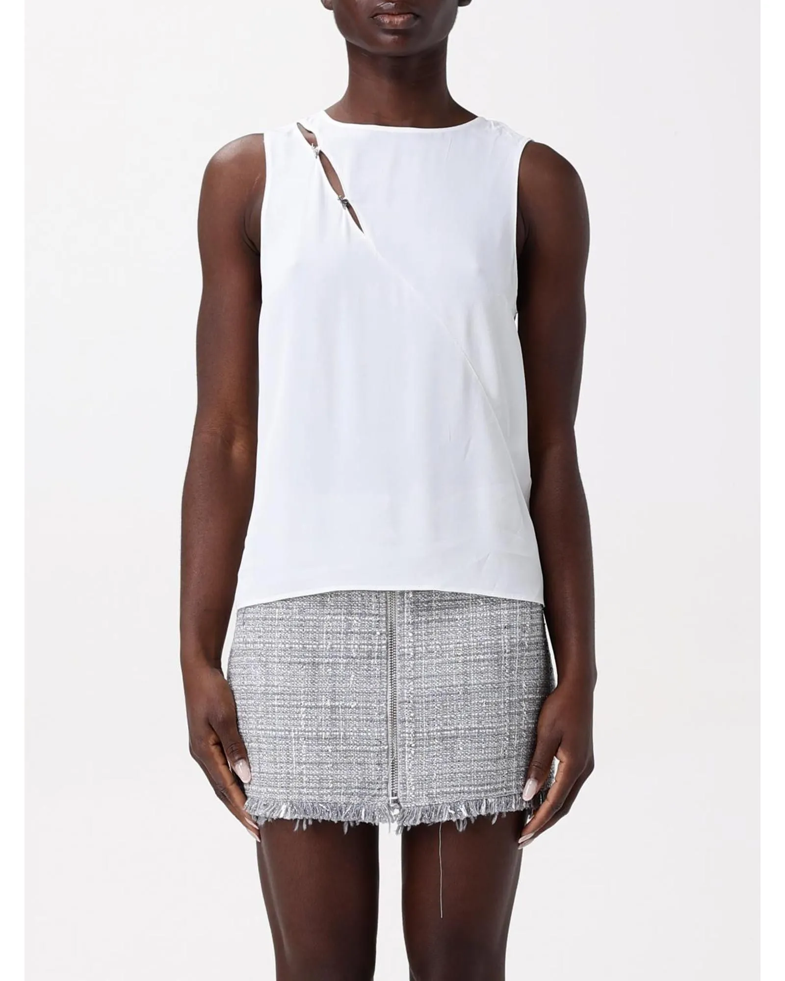 CutOut Detail Tank Top Wo - White