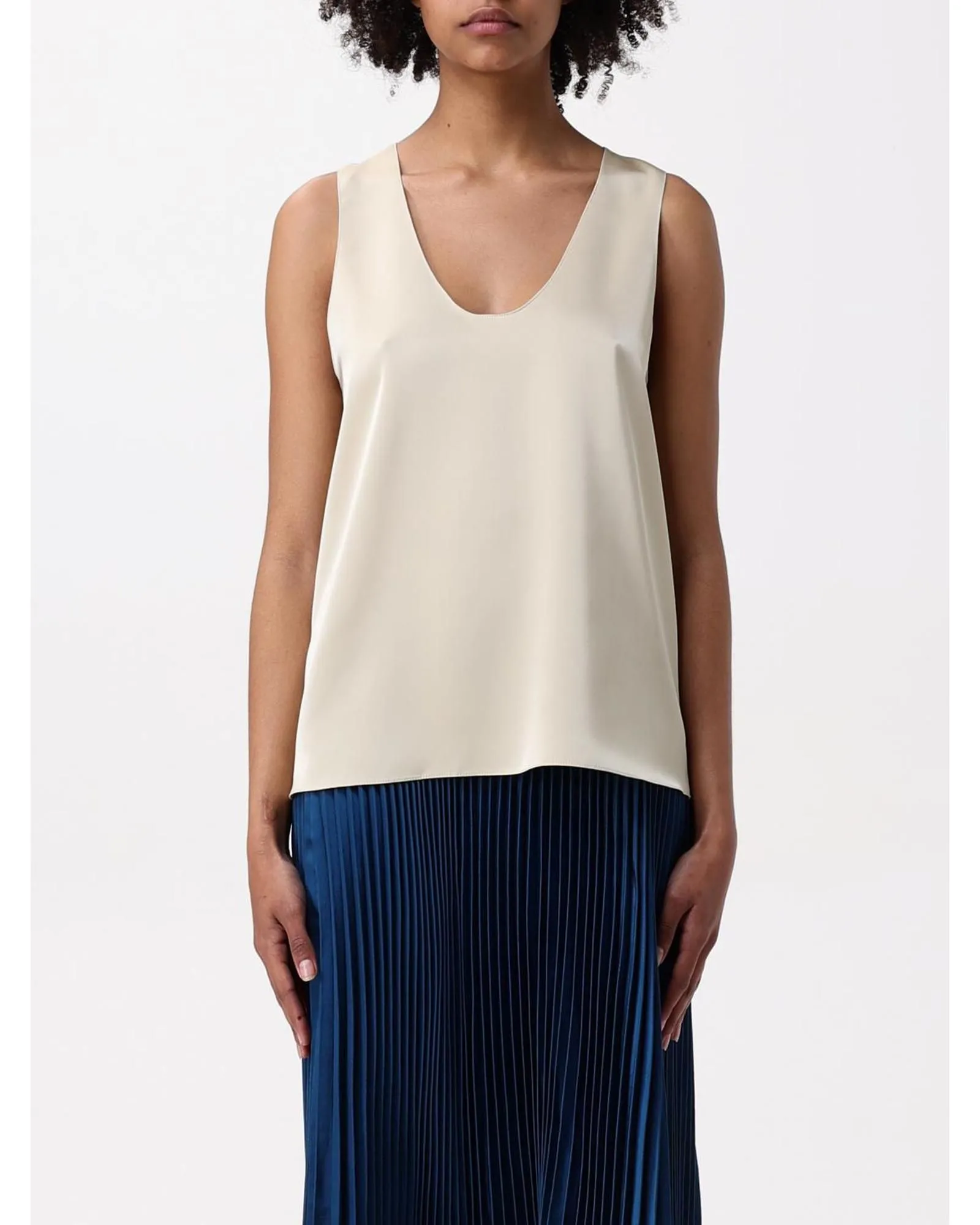 Silk Tank Top VNeck Sleeveless- Gold