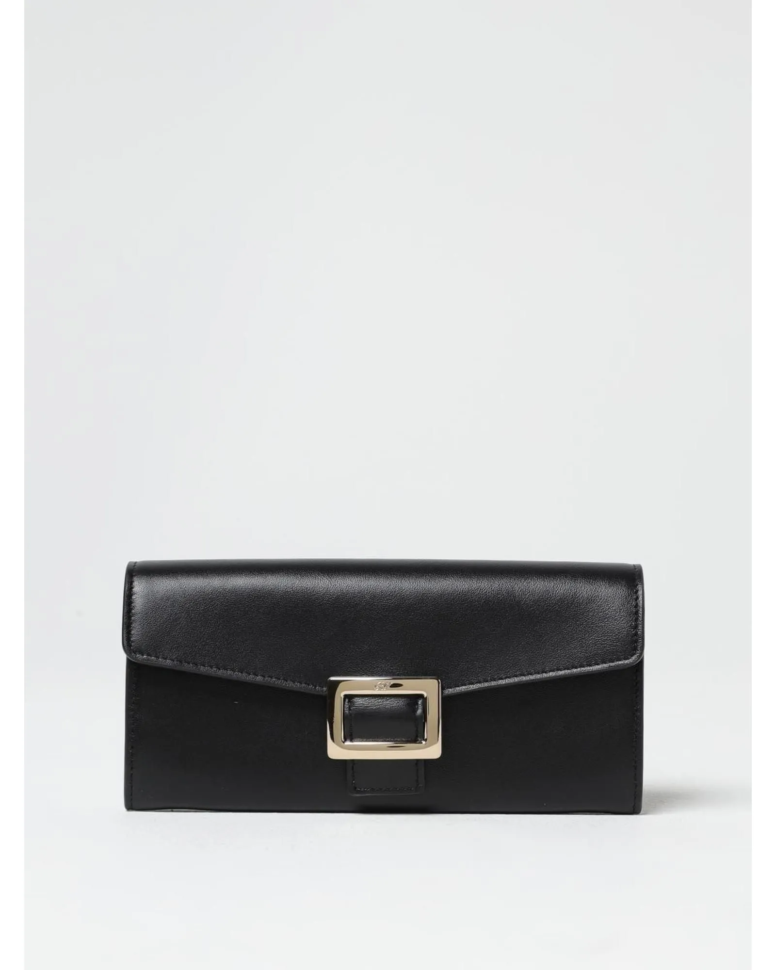 Buckle Leather Wallet- Black