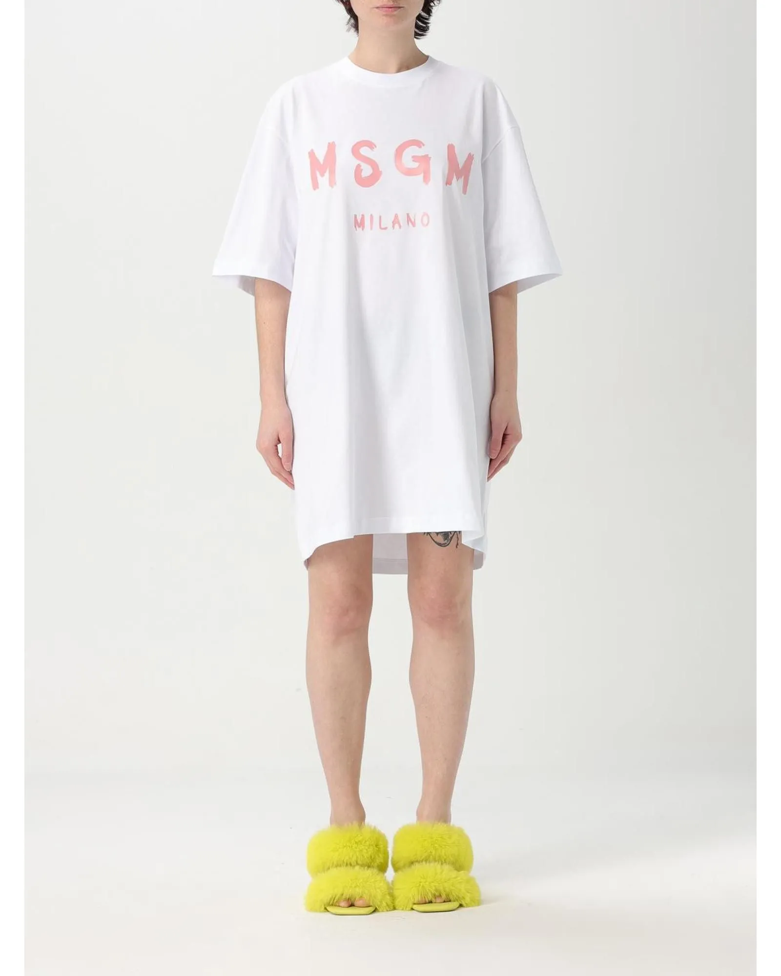 Relaxed Fit Cotton Jersey T-Shirt Dress- Orange Dresses