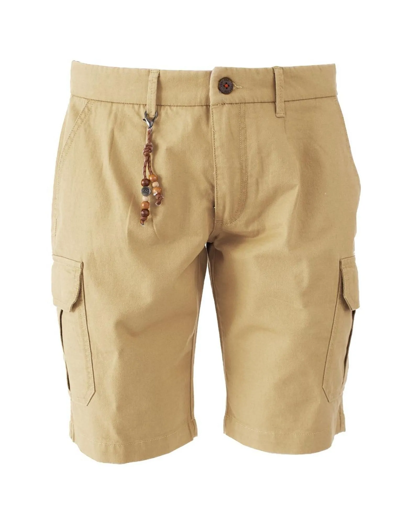Cargo Shorts with Beaded Detail- Beige
