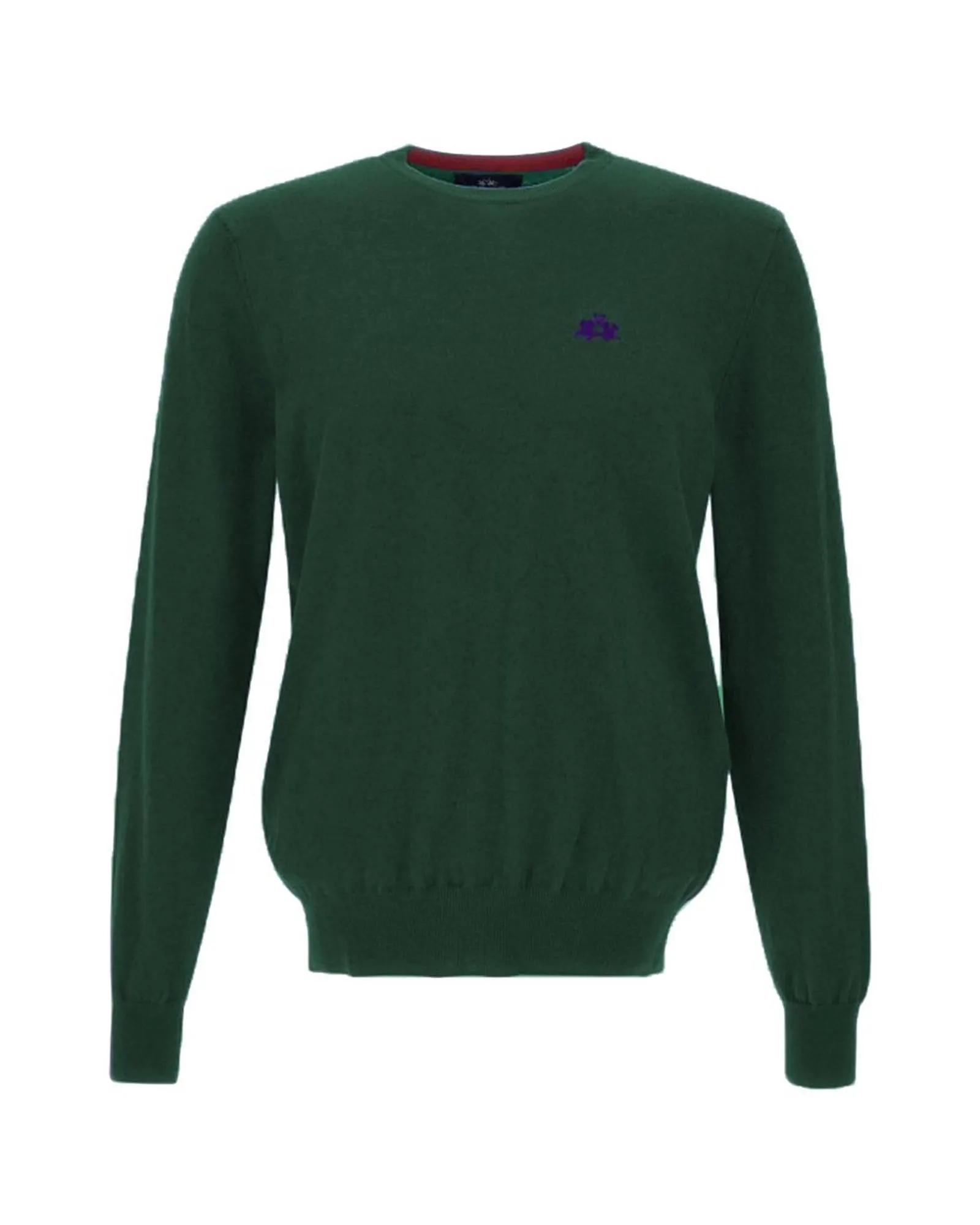 Cotton Blend Crew-Neck Sweater with Embroidered Logo