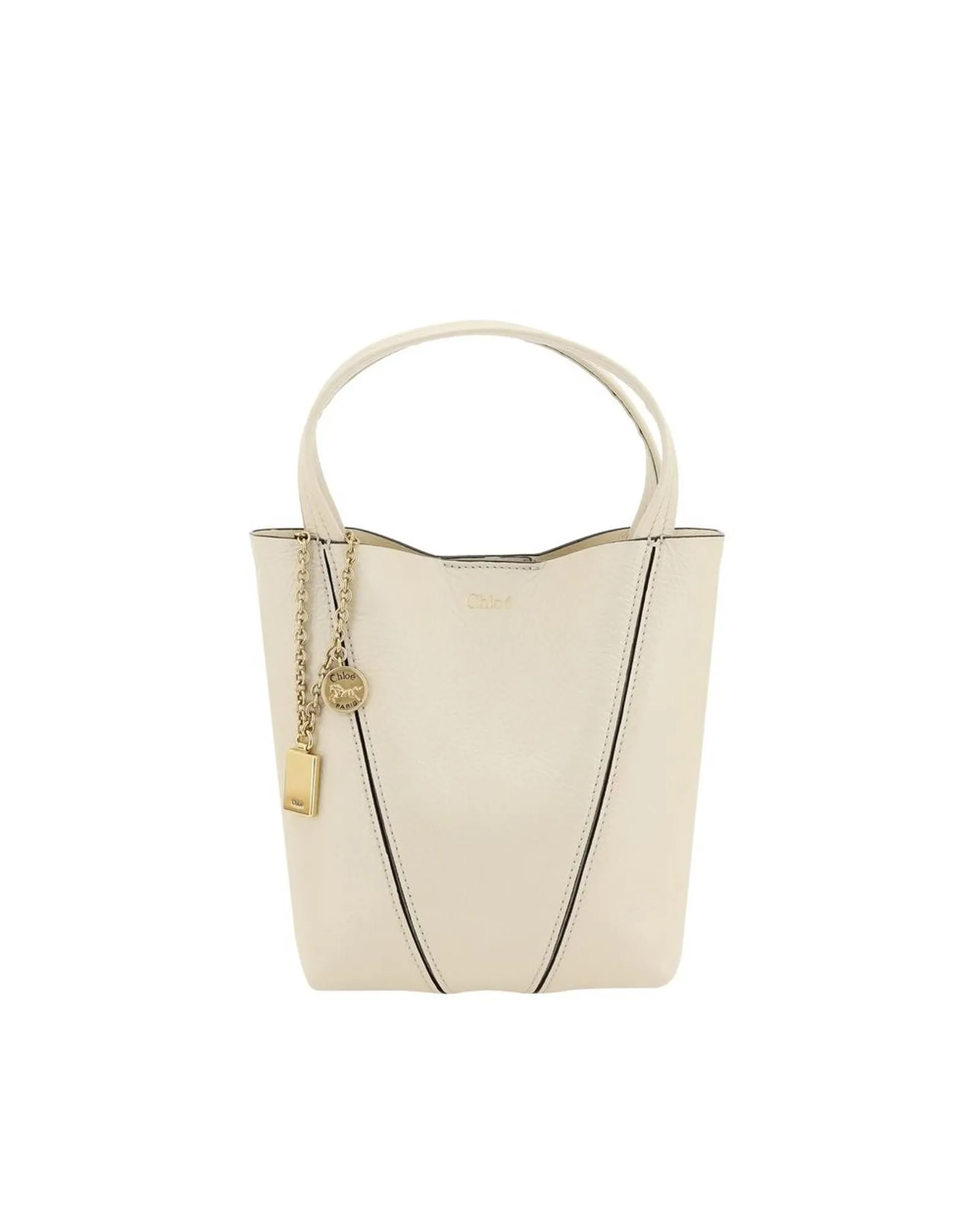 Woody Small Tote Bag Leather Carryall- Beige Shoulder Bags