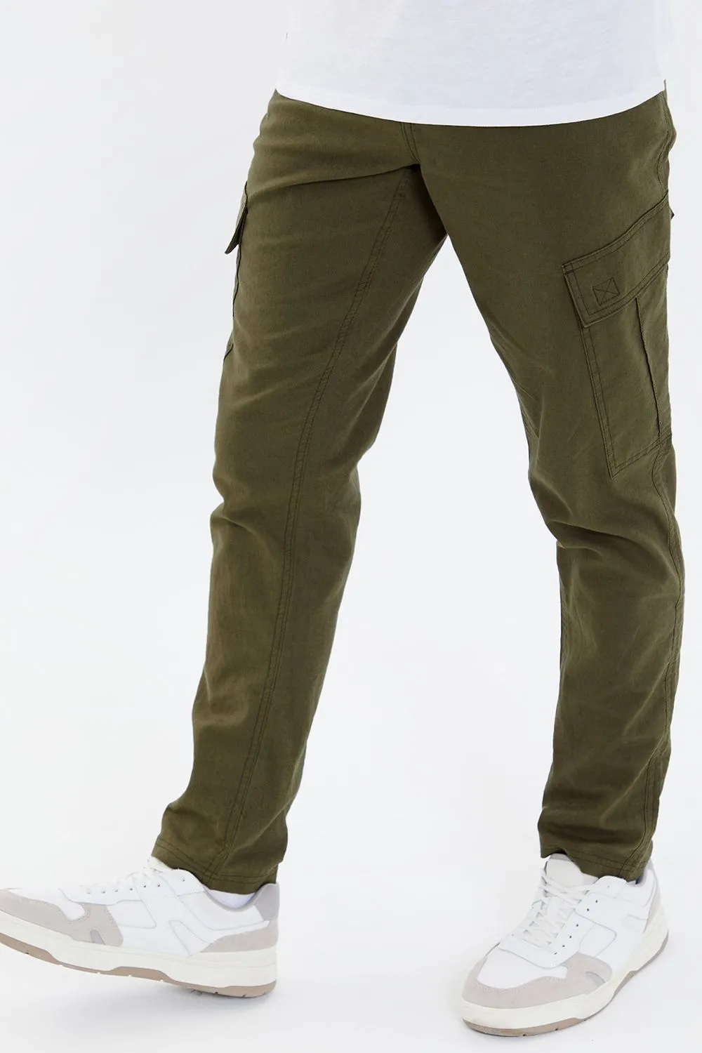 'Gordon' Linen Blend Pull On Cargo Trousers