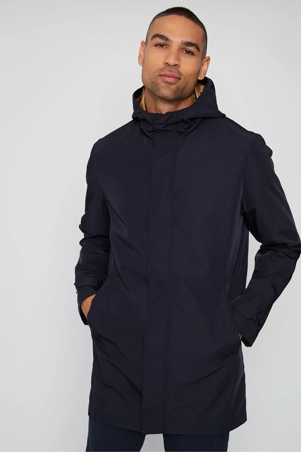 'Boynton' Luxe Showerproof Zip Up Hooded Raincoat
