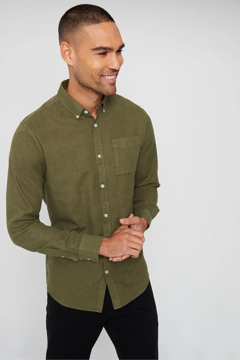 'Square' Long Sleeve Soft Feel Cotton Blend Shirt