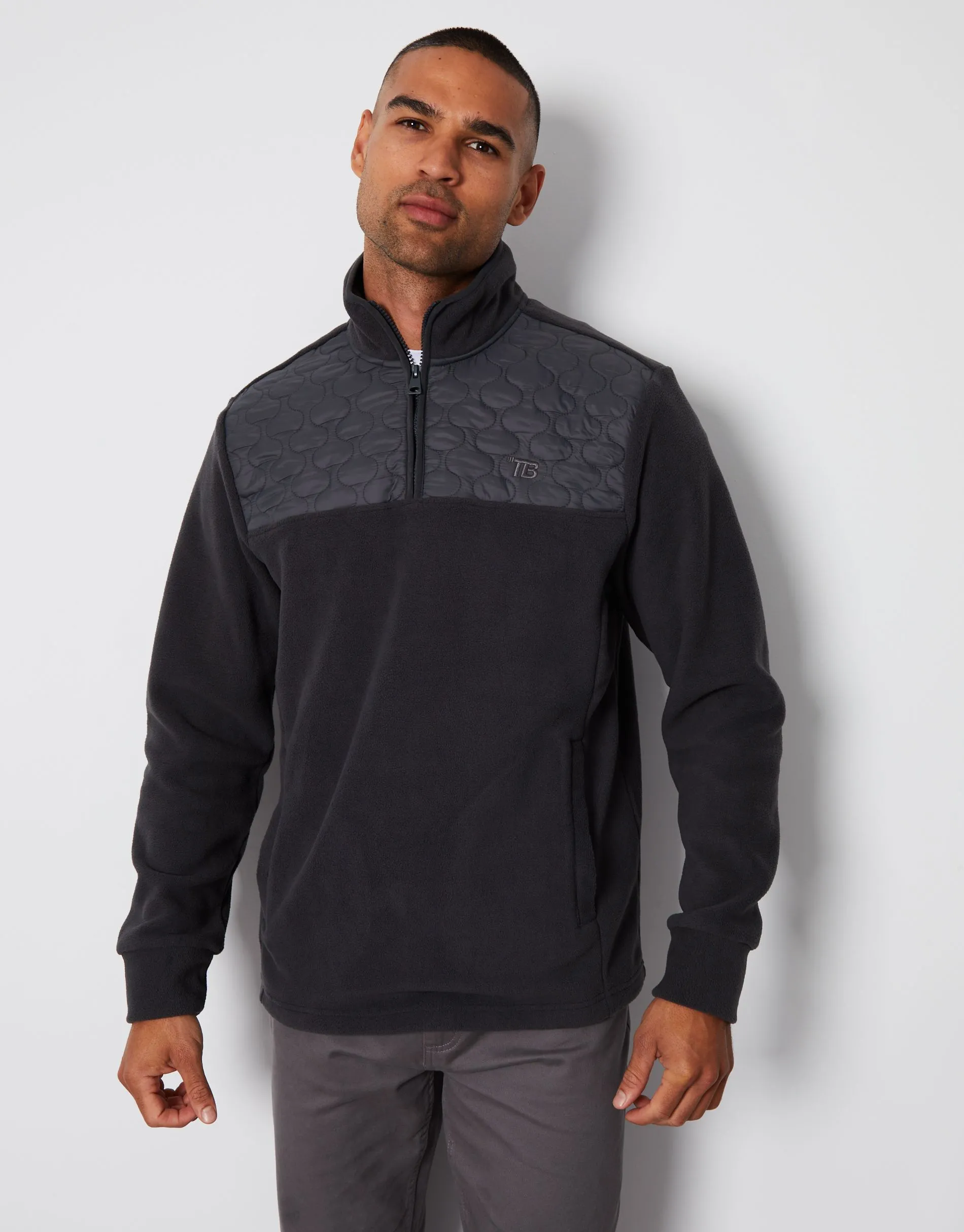 'Pedro' Quarter Zip Quilted Fleece Jumper