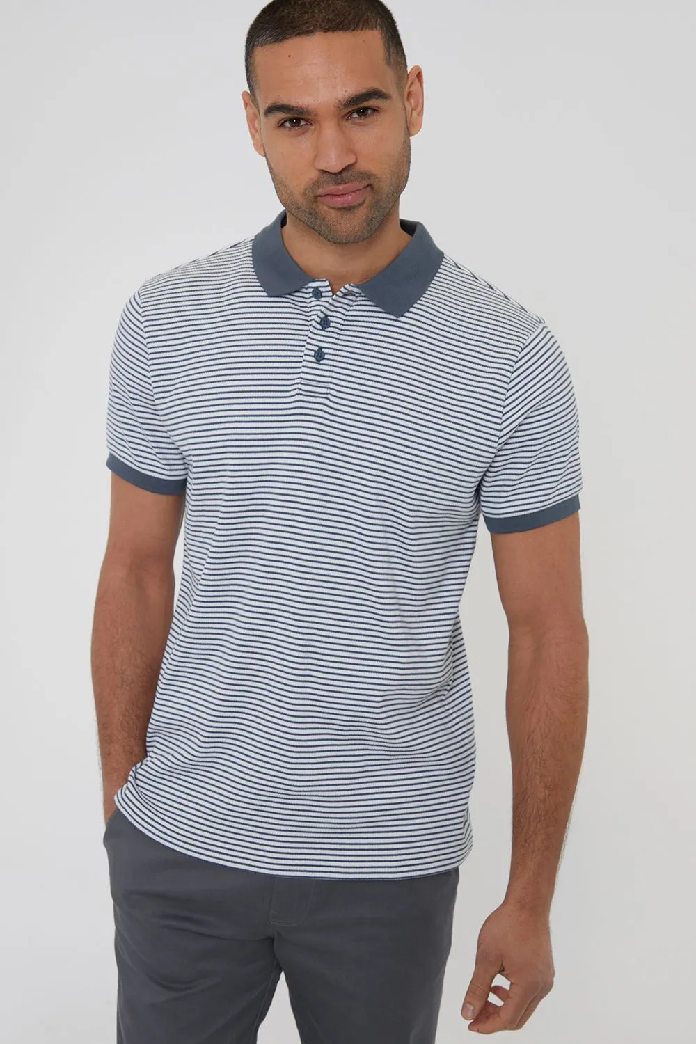 'Jenner' Stretch Cotton Stripe Polo Shirt