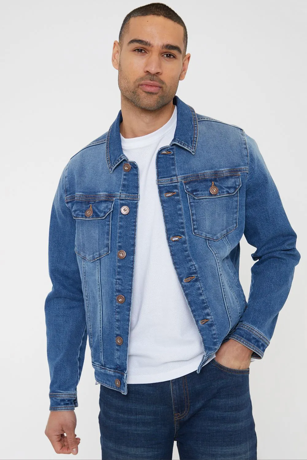 'Burnsall' Mid-Wash Denim Jacket
