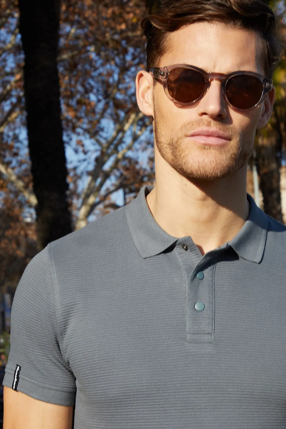 'Caswell' Ottoman Rib Textured Cotton Polo Shirt