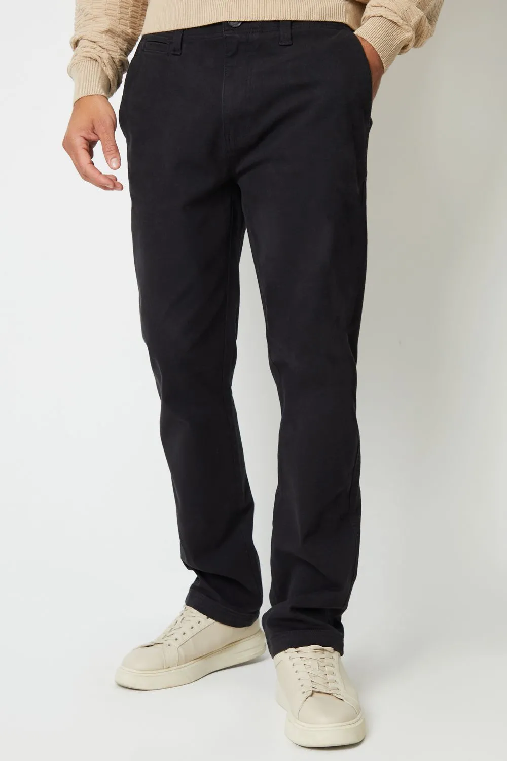 'Ravello' Straight Leg Canvas Trousers With Stretch