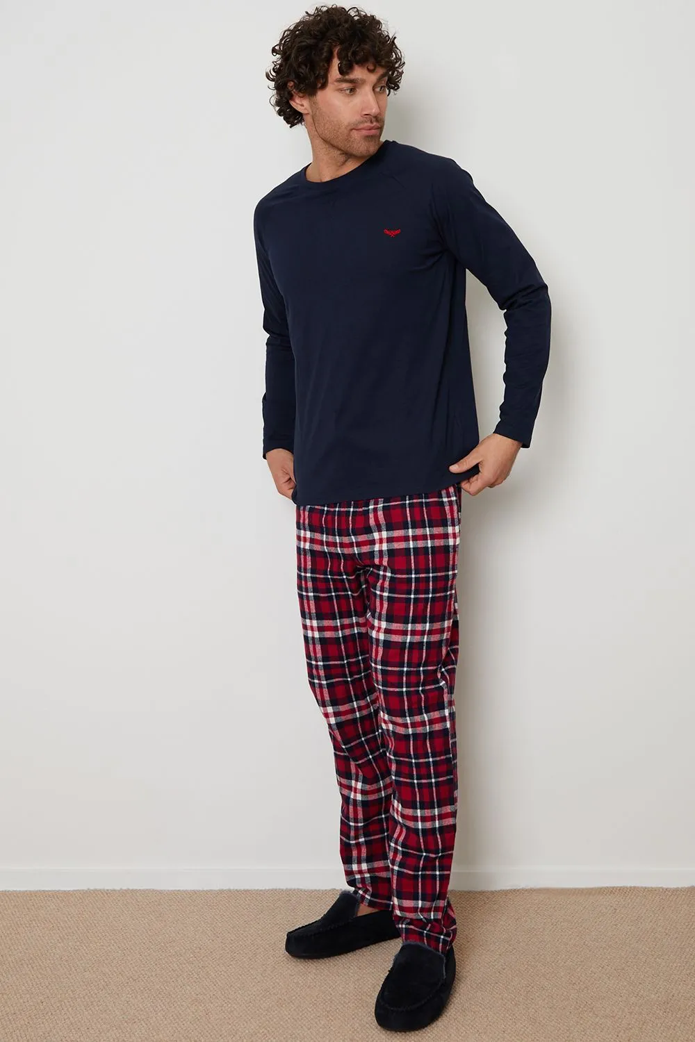 'Flint' Cotton Blend Check Pyjama Set