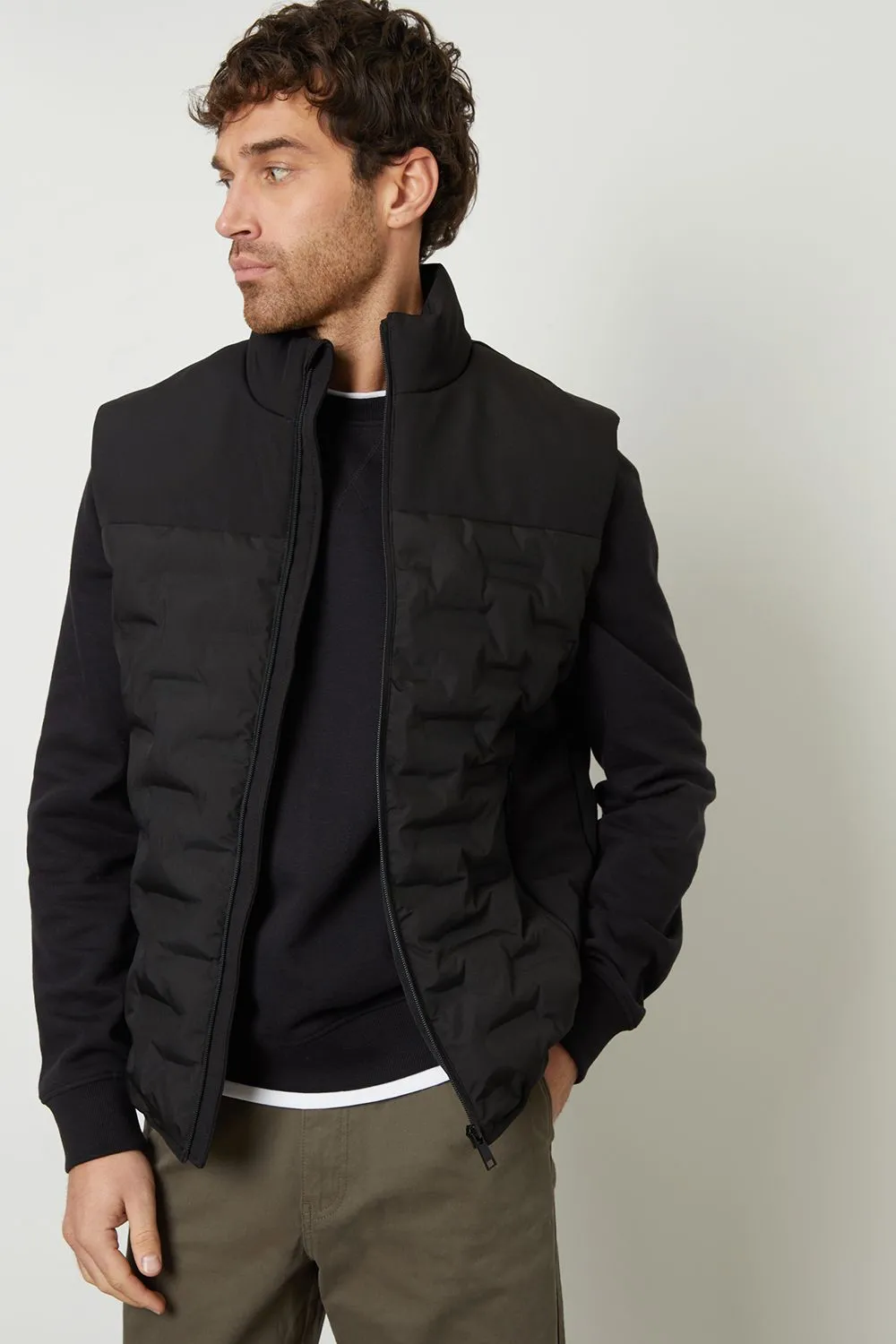 Quilted Panel Funnel Neck Gilet