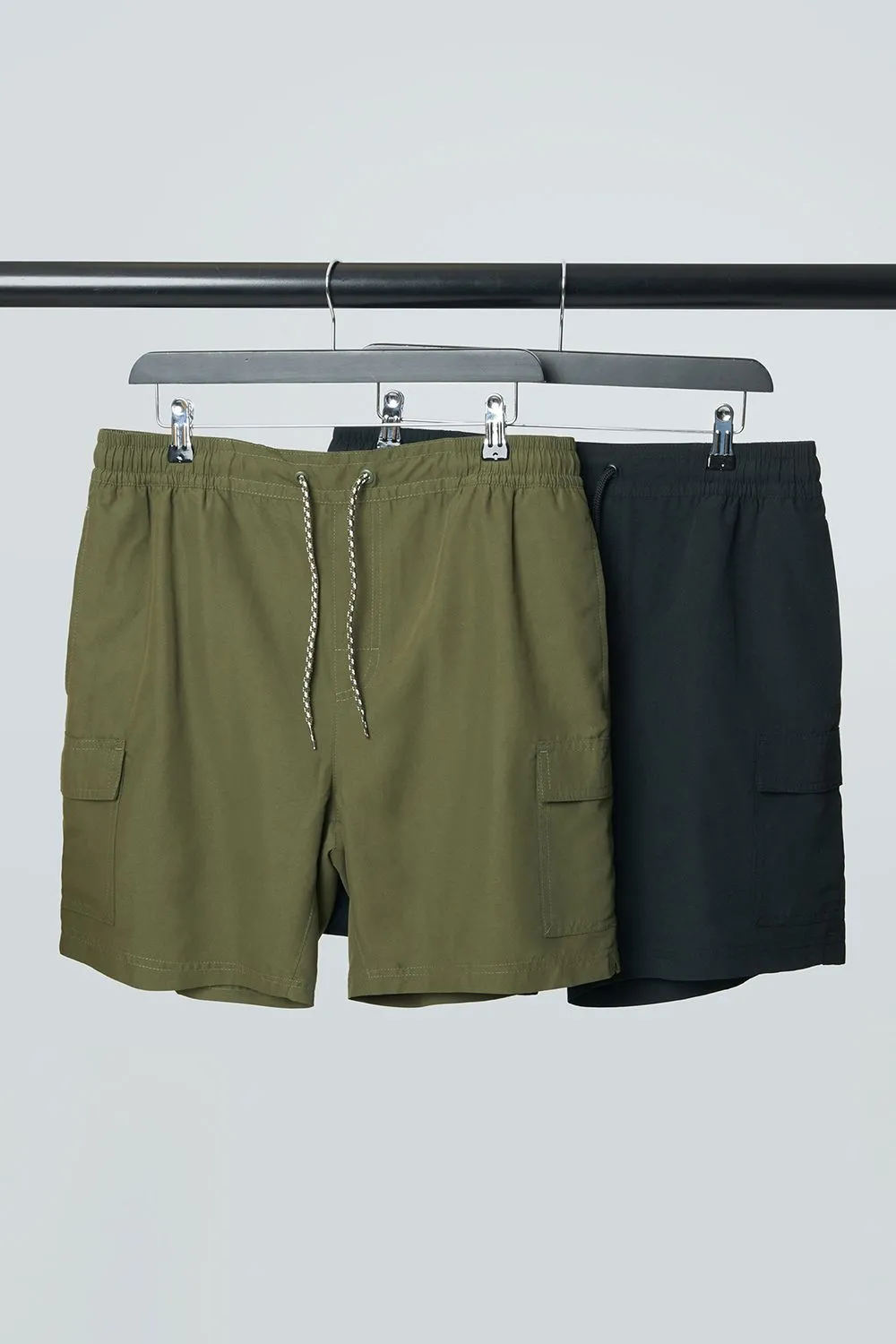 2 Pack Mid Length Cargo Swim Shorts