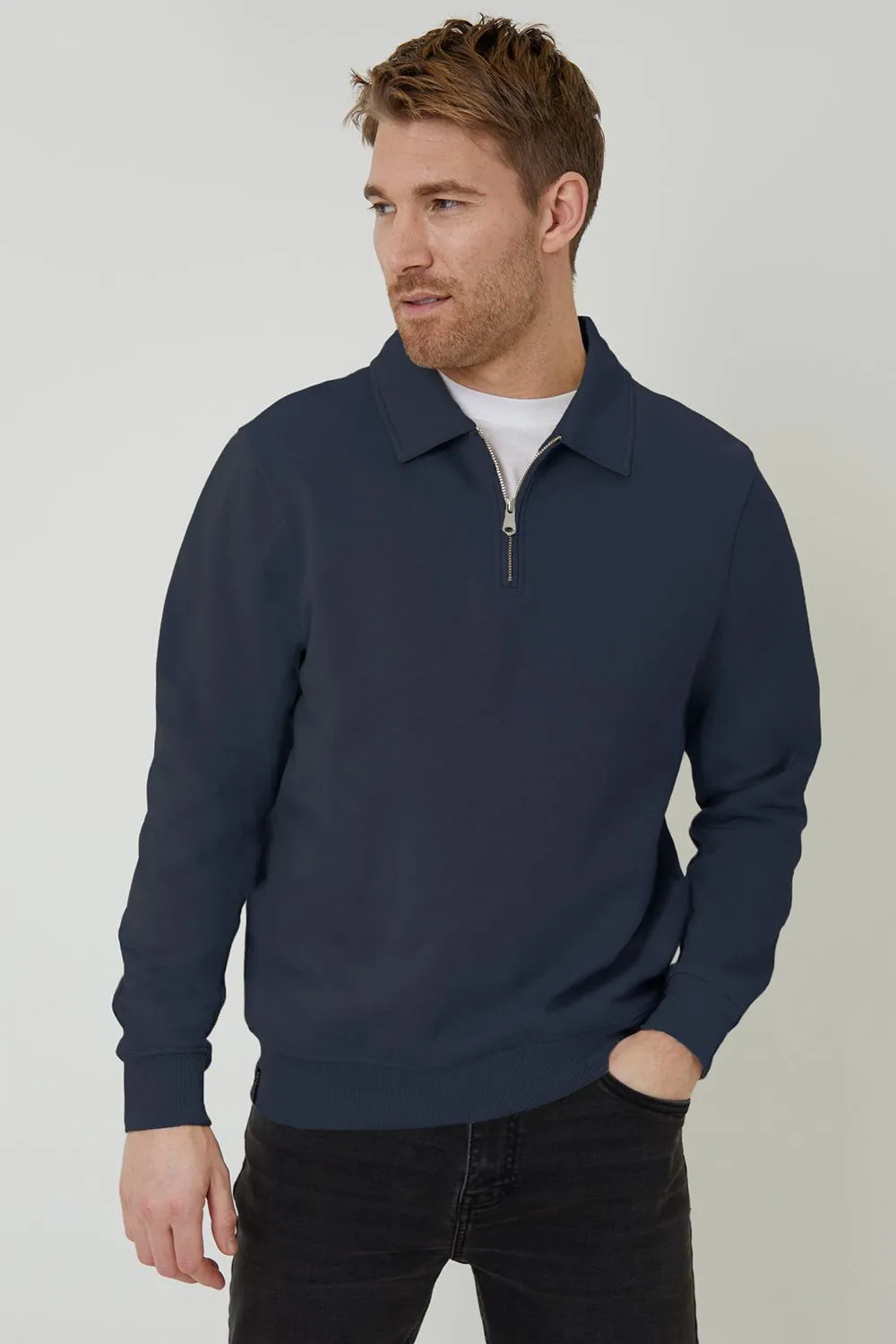 Quarter Zip Collared Sweatshirt