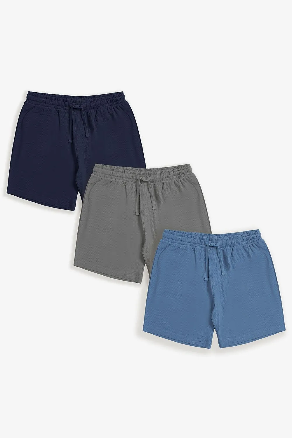 3-Pack Popcorn Textured Cotton Lounge Shorts