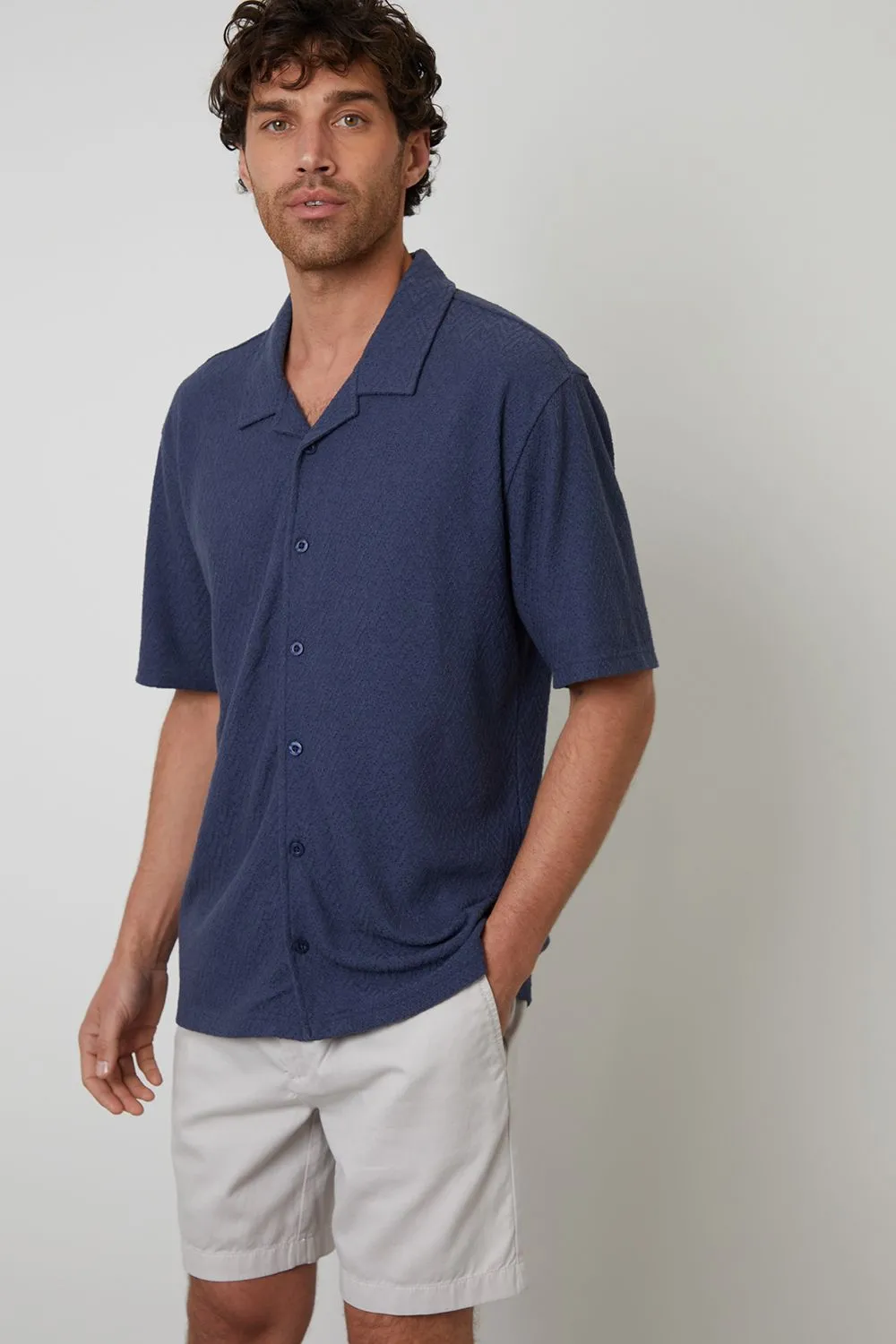 Relaxed Fit Textured Revere Collar Shirt