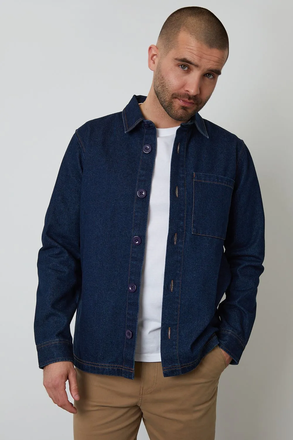 Rinse Wash Denim Shacket