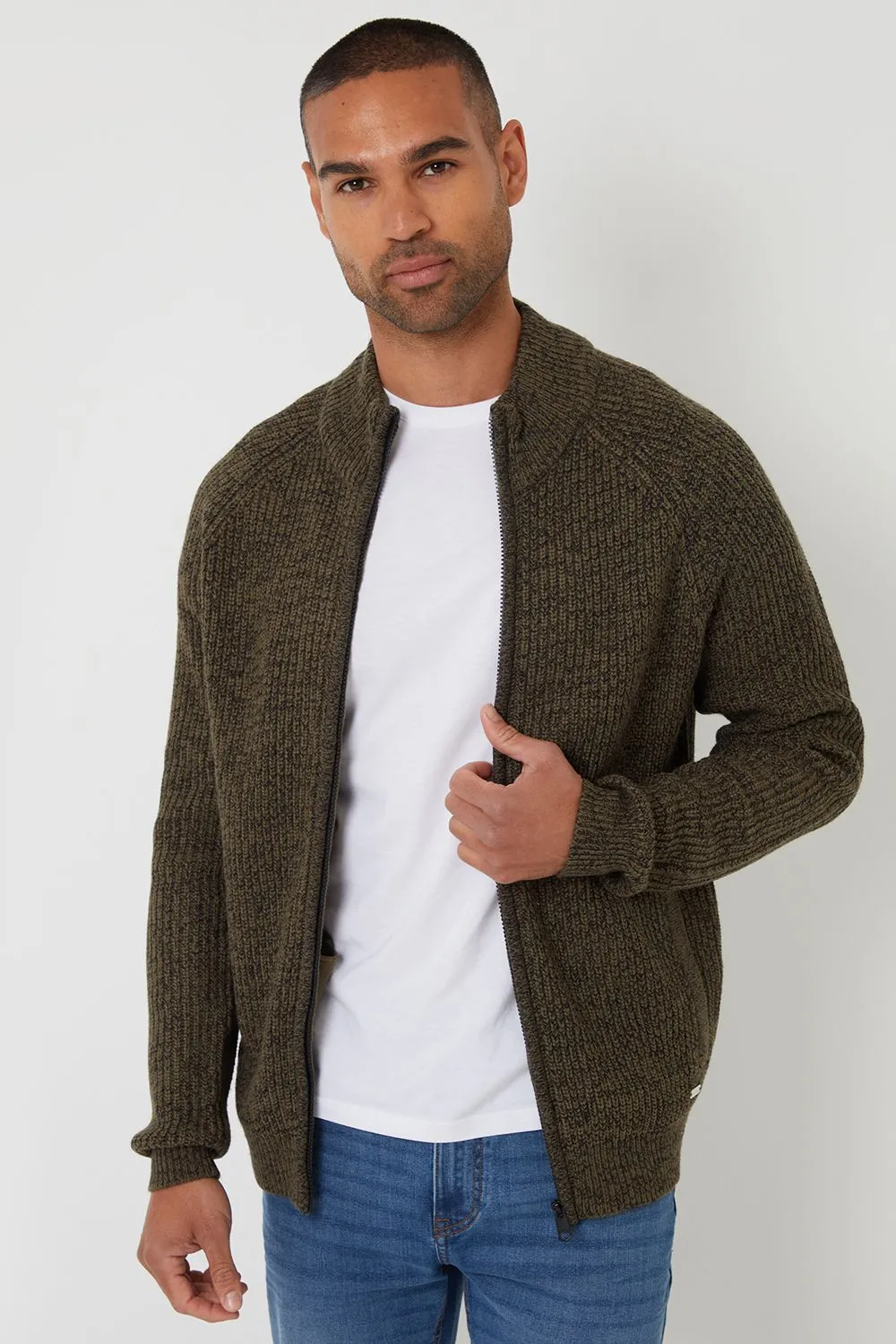Zip Through Funnel Neck Cardigan
