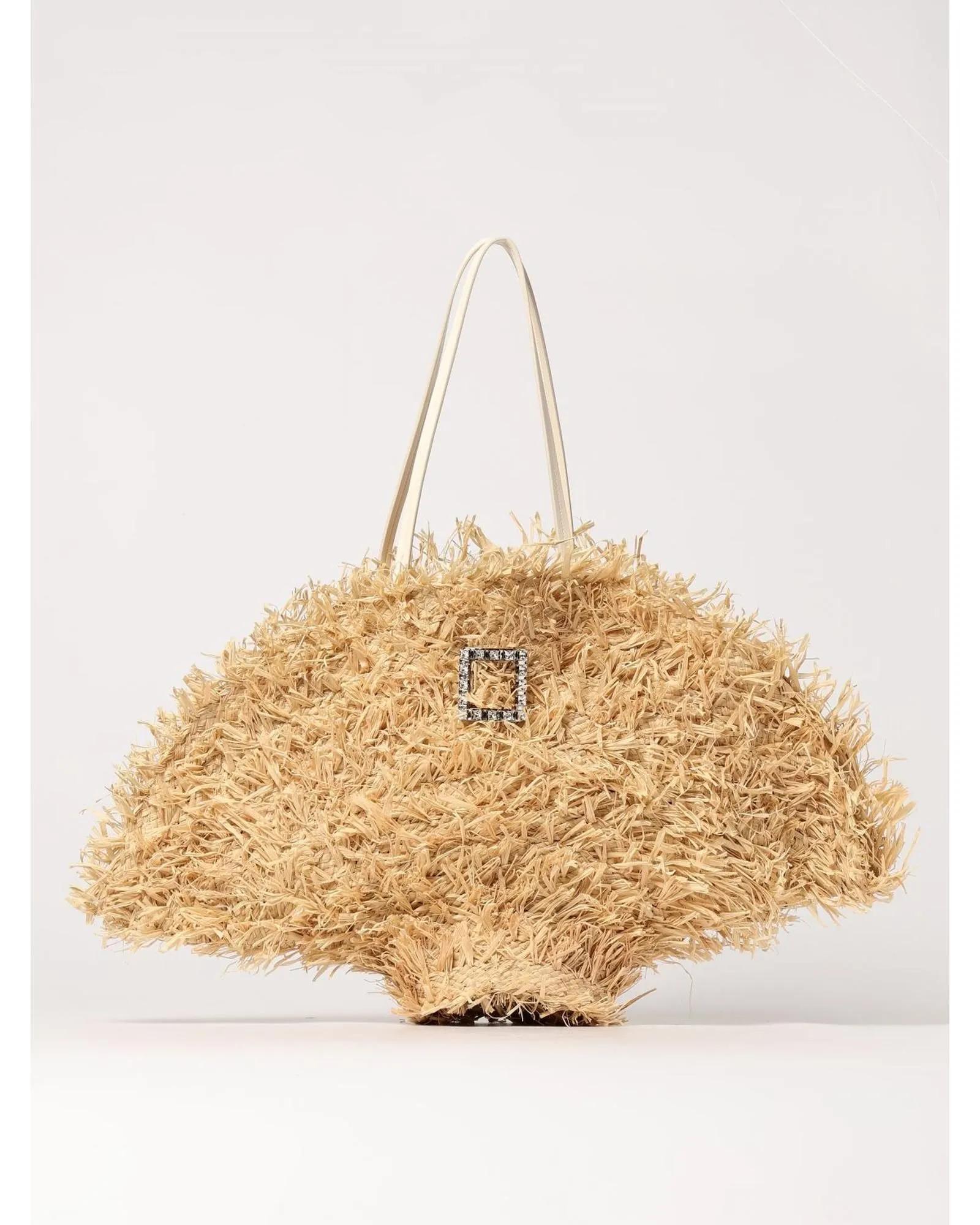 Straw Fan Tote Bag- Natural