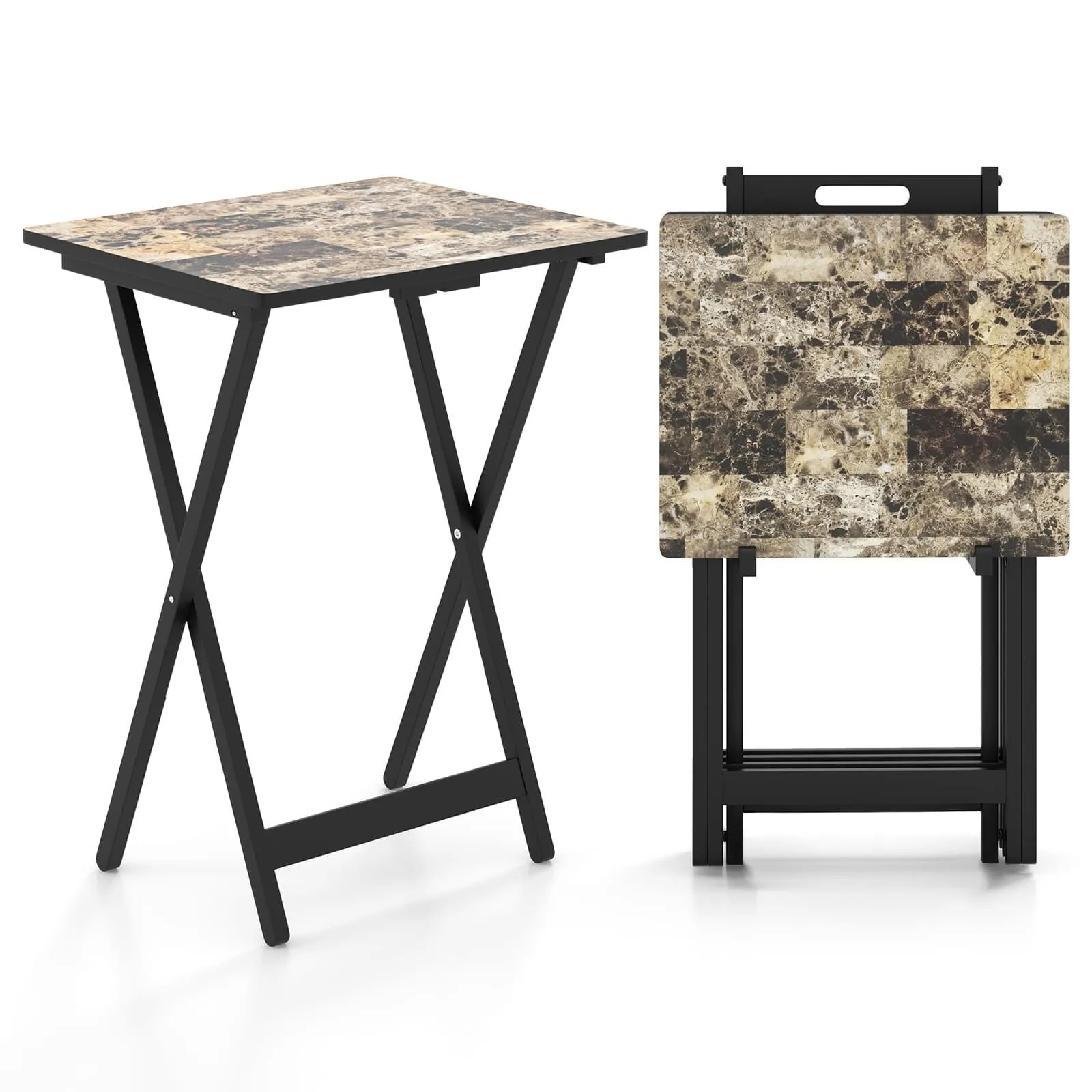 4-Pack Folding Tray Table Set TV Dinner Rectangular Snack Table