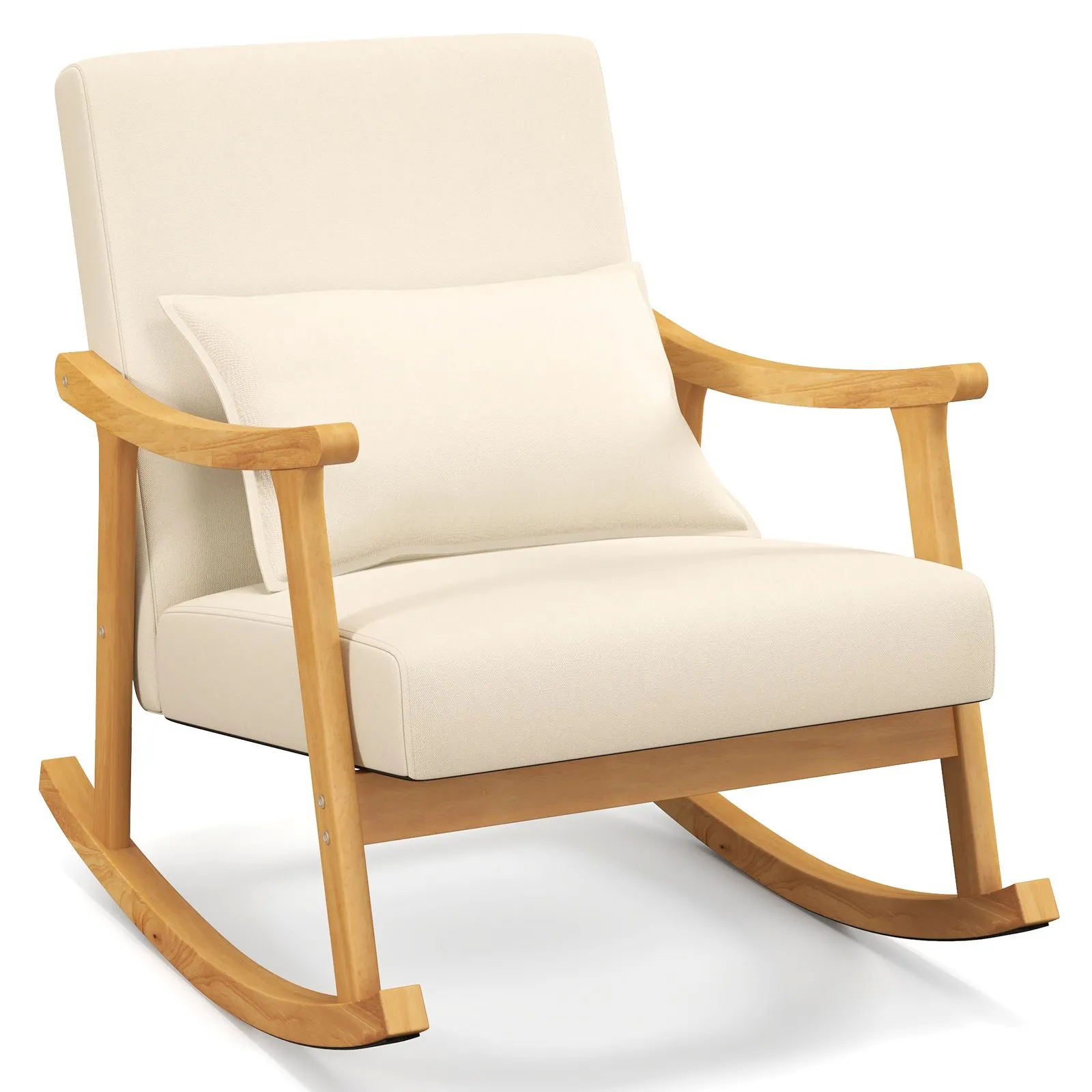 Rocking Chair With Pillow Upholstered Lounge Chair for Living Room