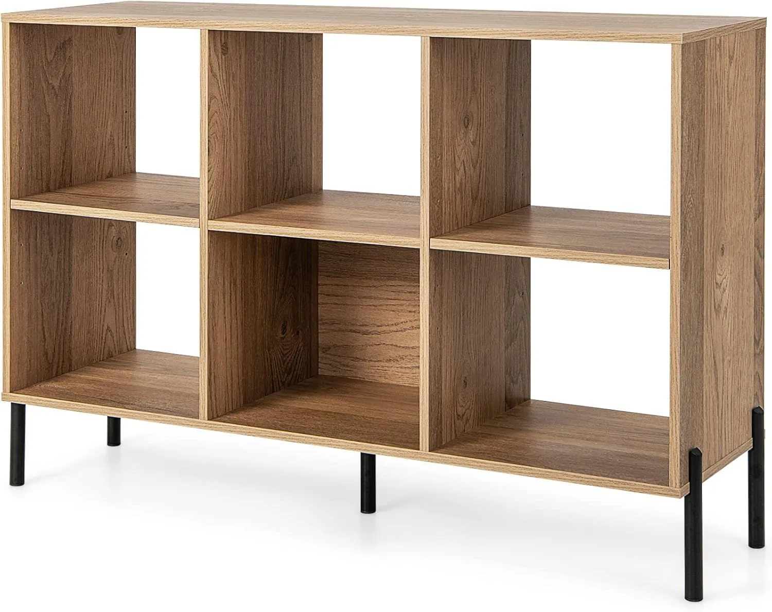 3-Tier Wooden Bookcase Open Bookshelf Display Cabinet With 5 Metal Legs
