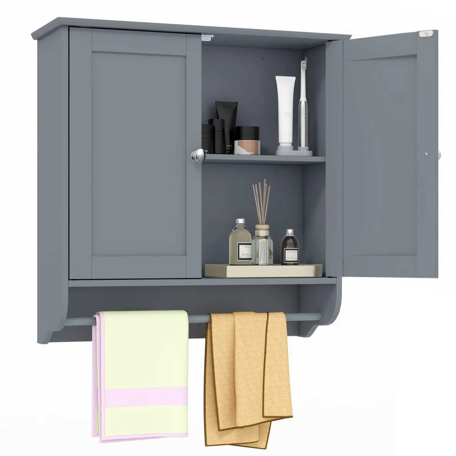 Bathroom Wall Cabinet With Towel Bar Adjustable Shelf Medicine Cabinet
