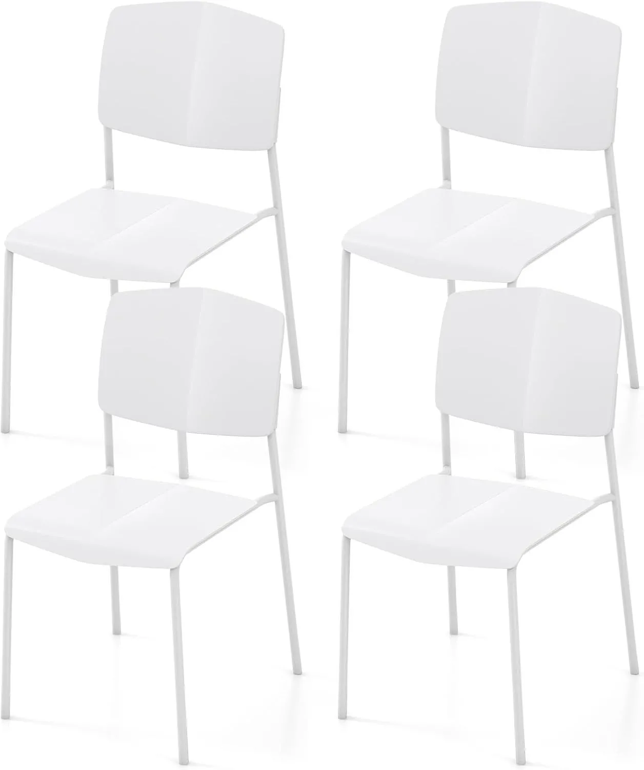 Dining Chair Stackable Set of 4 With Ergonomic Backrest And Wide Seat