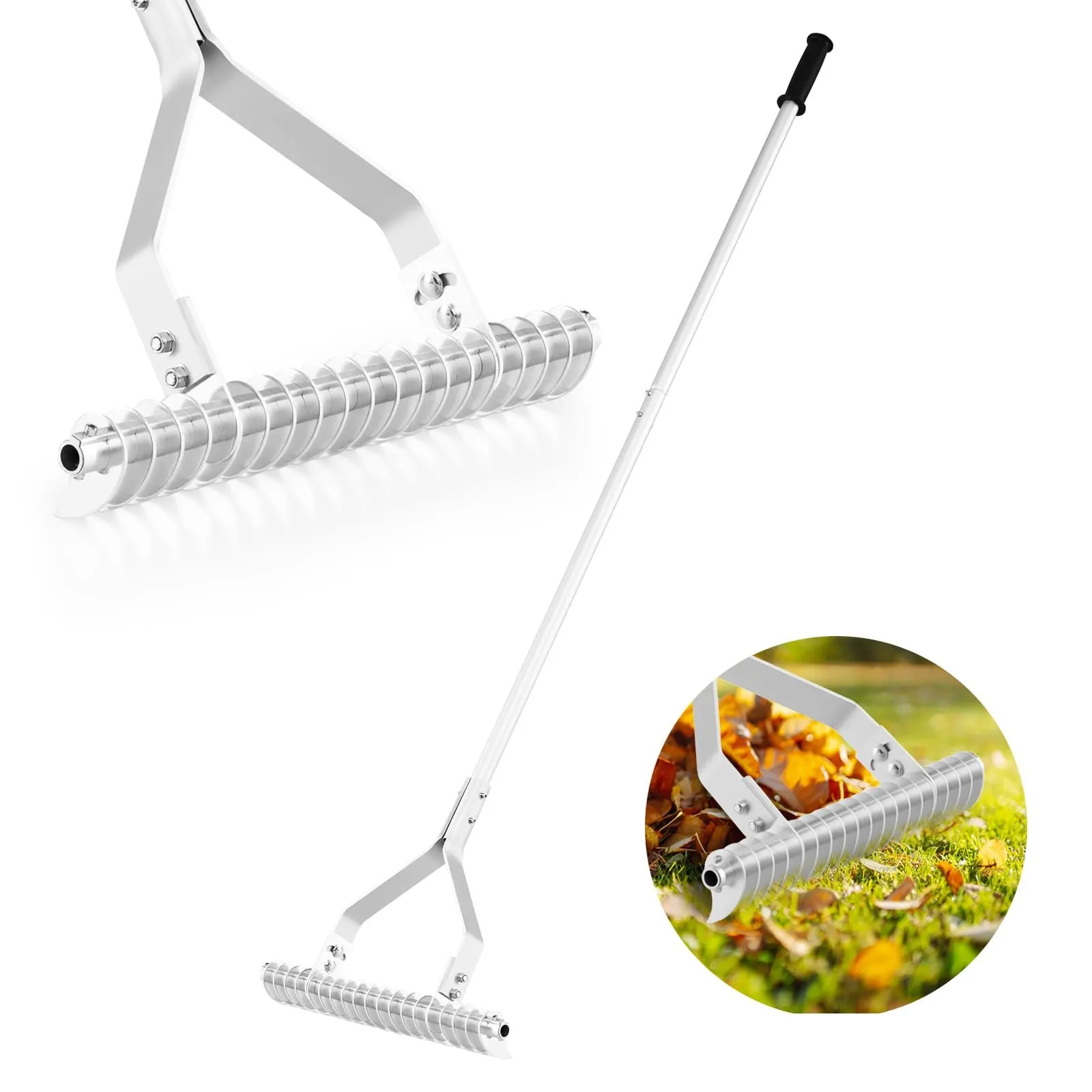 178 cm Garden Thatch Rake 50 cm Wide Aluminum Lawn Loosening Soil Rake