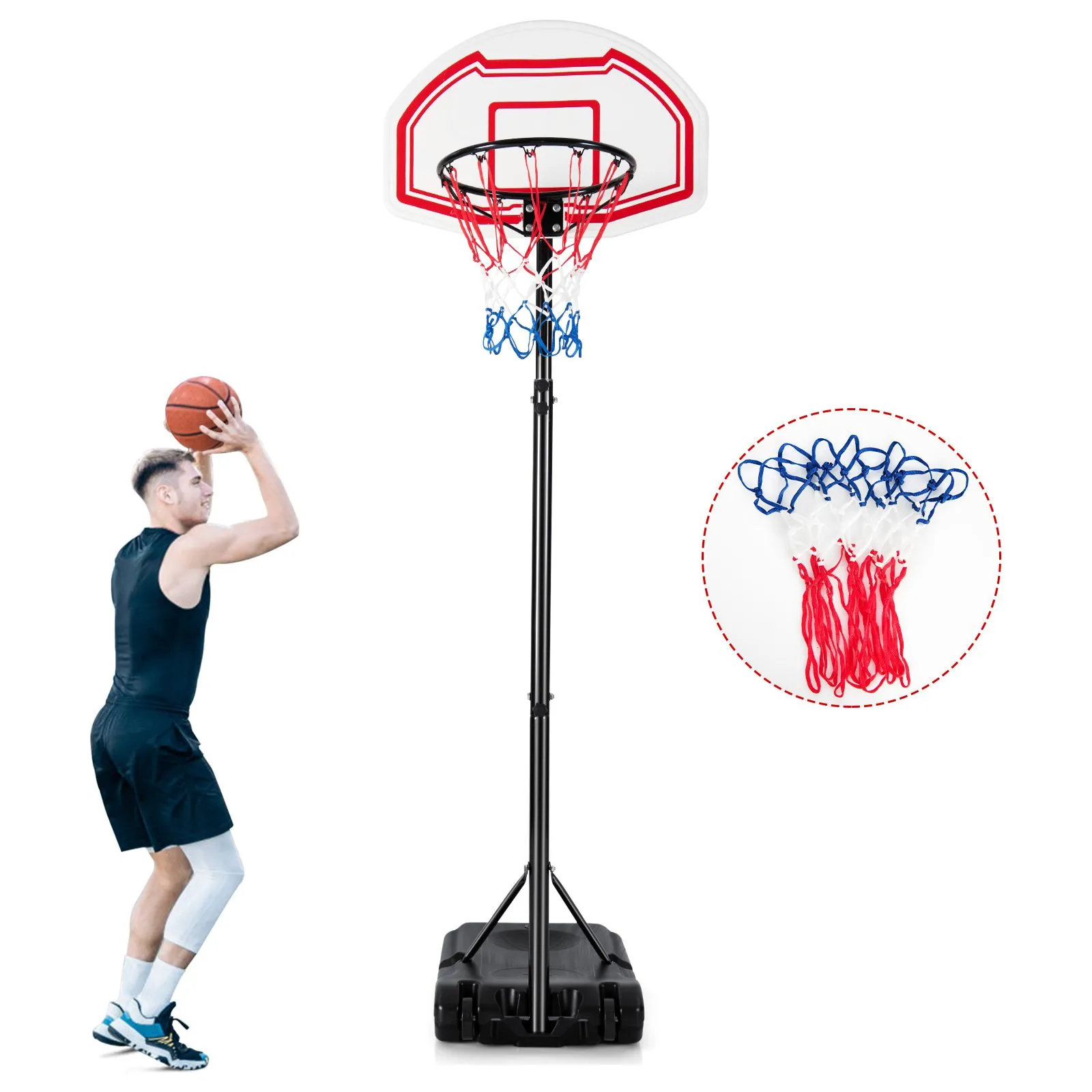 Adjustable Basketball Hoop Goal System With Fillable Base And Wheels