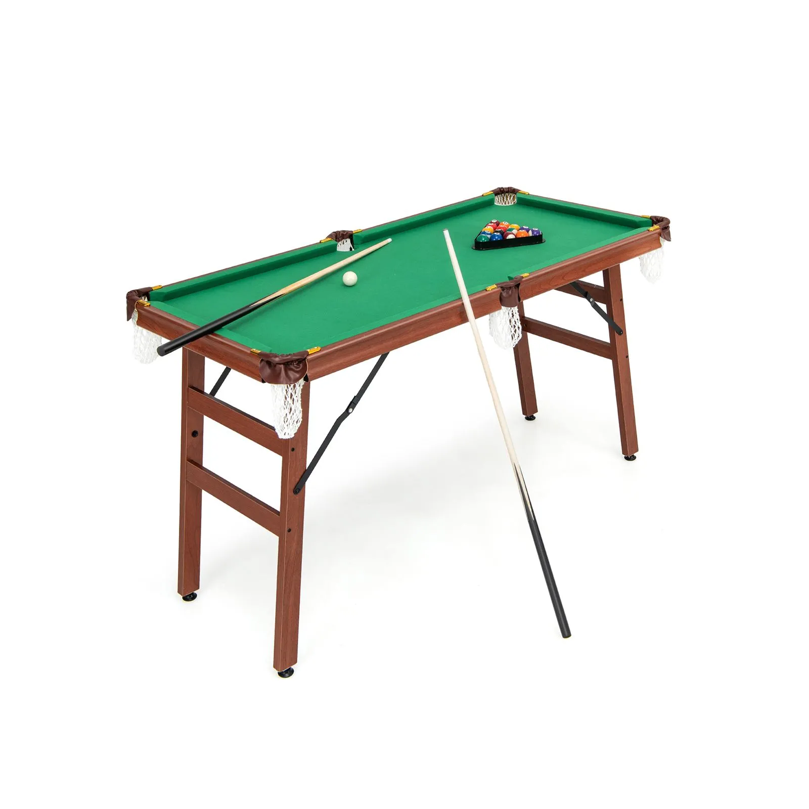 Folding Pool Table Billiards Game Set With 2 Cues 2 Chalks & 16 Balls