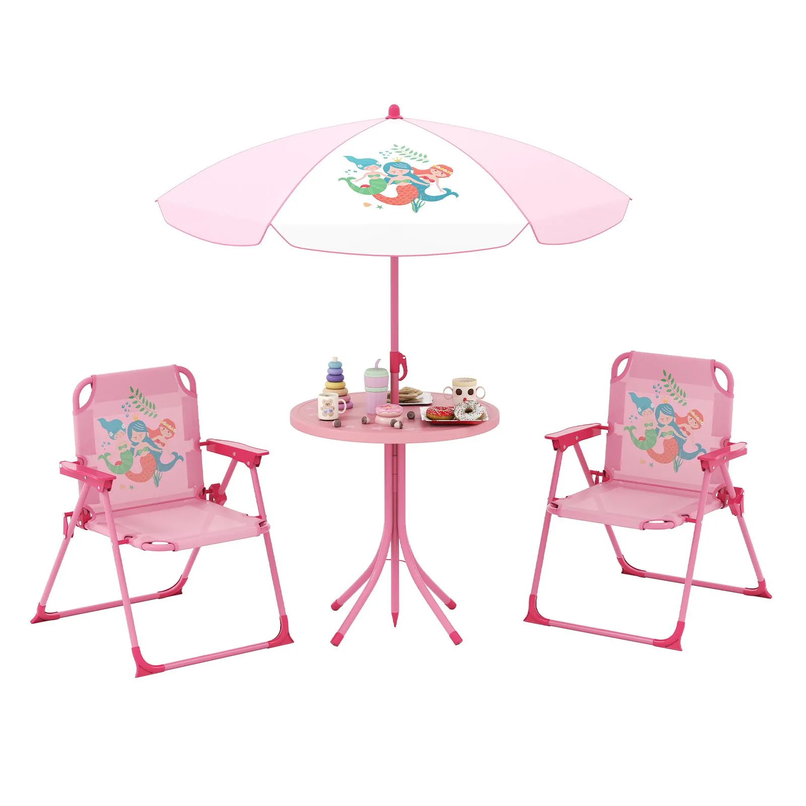 Folding Picnic Table And Chair Set Toddler Activity Table-Pink