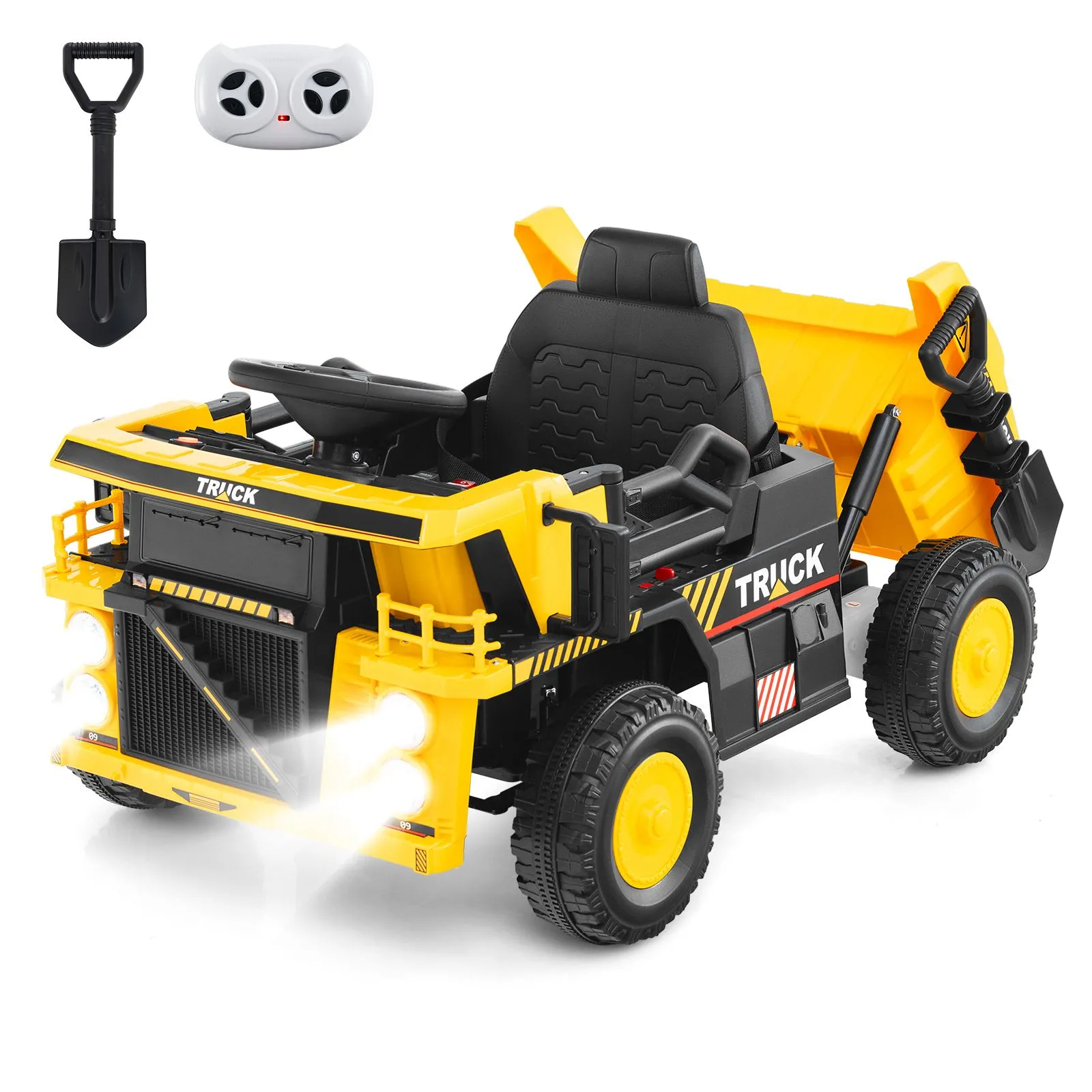 Ride On Dump Truck 12V Electric Car with Remote Control-Yellow
