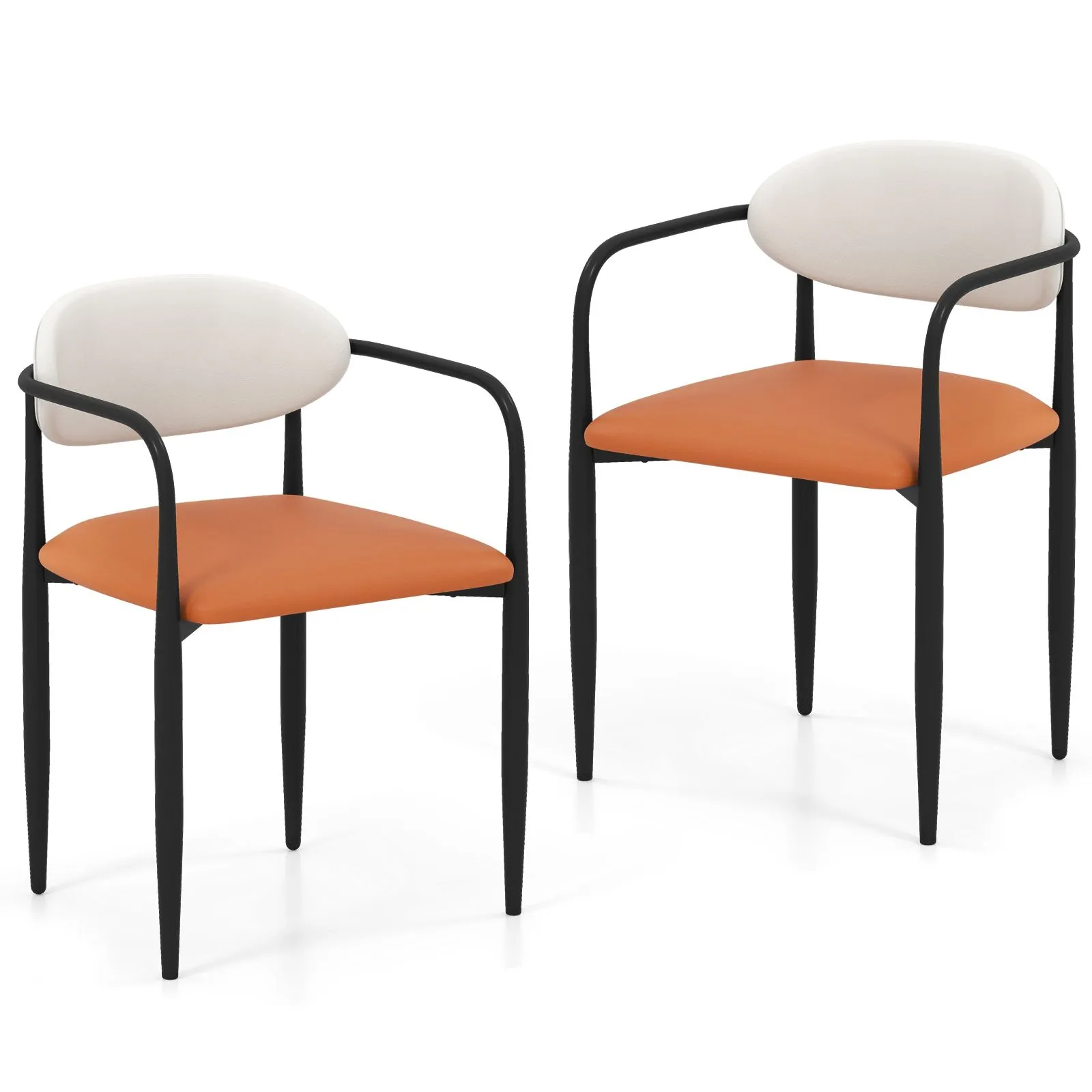 Set of 2 Faux Leather Dining Chair Modern Upholstered Kitchen Chairs