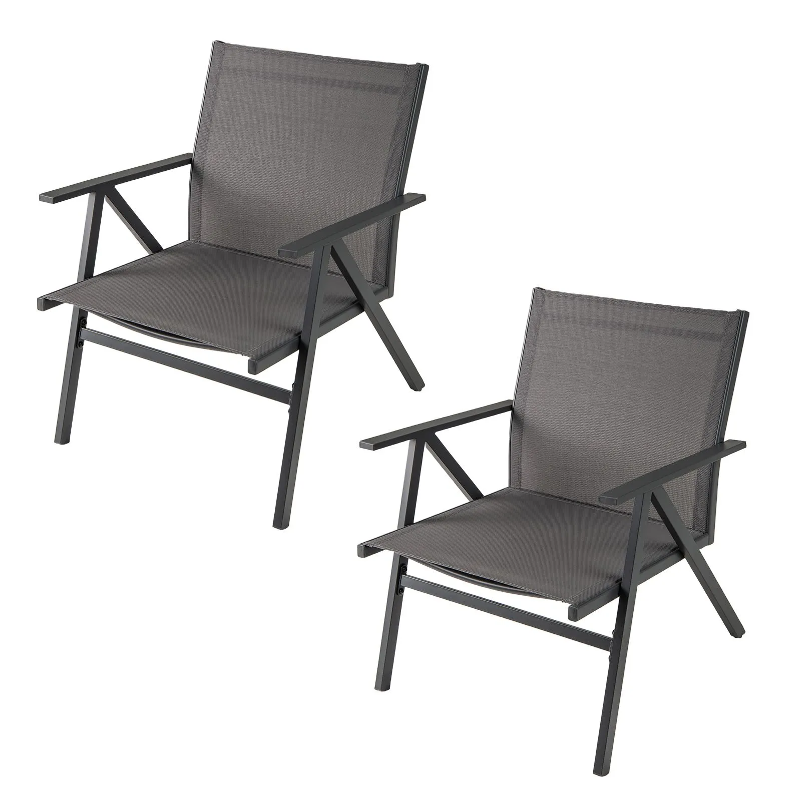 2 Pack Patio Chairs Armchairs with Breathable Mesh Fabric Metal Frame