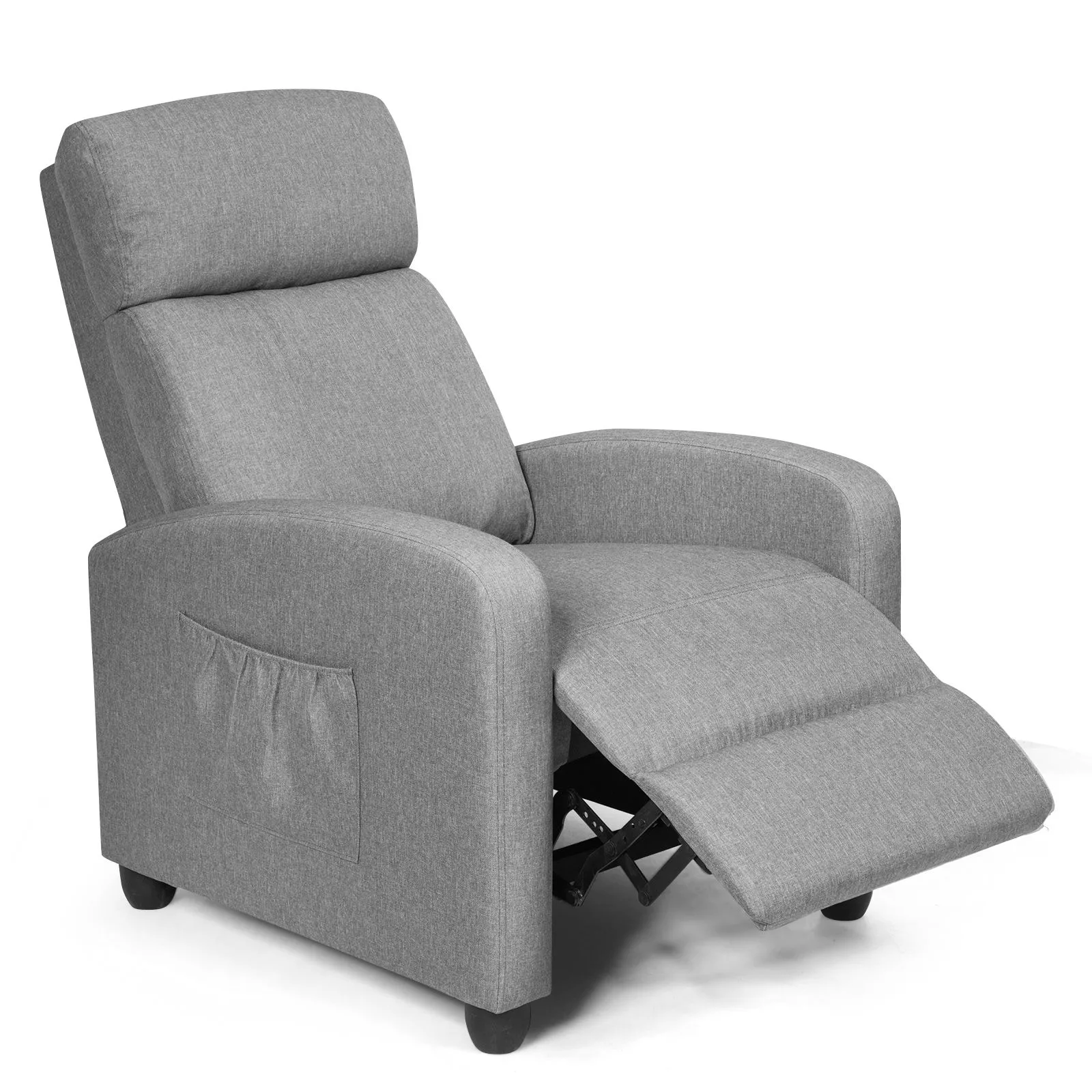 Single Reclining Sofa Recliner Chair Linen Fabric Padded With Armrest