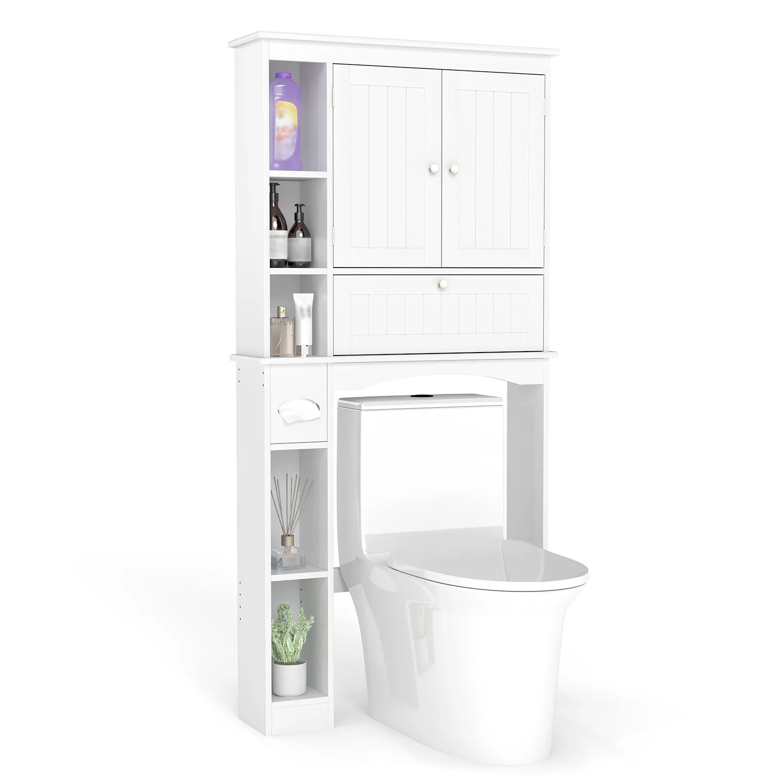 Over the Toilet Cabinet Bathroom Storage Organizer-White