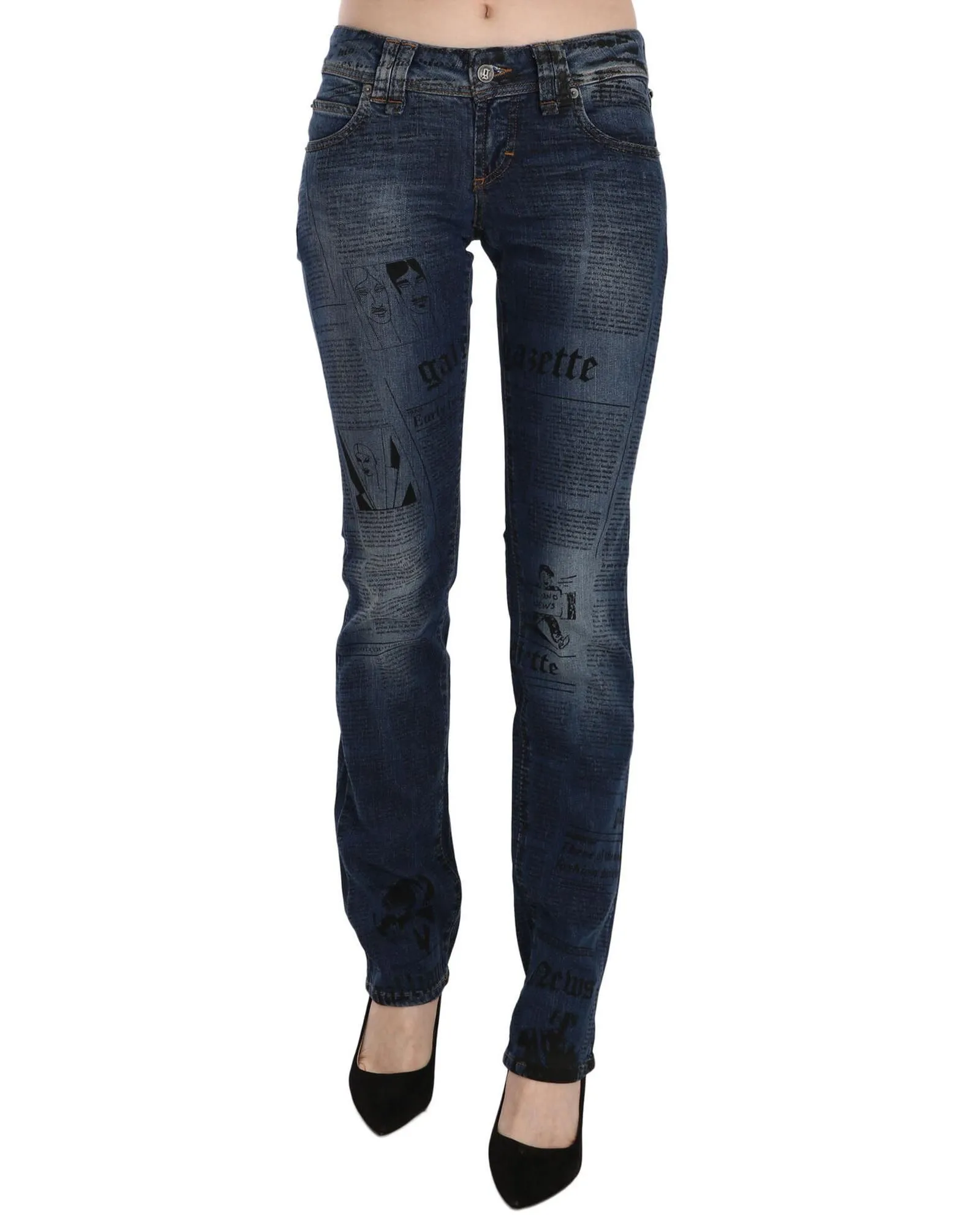 Newspaper Print Jeans PAN70560- Blue Jeans