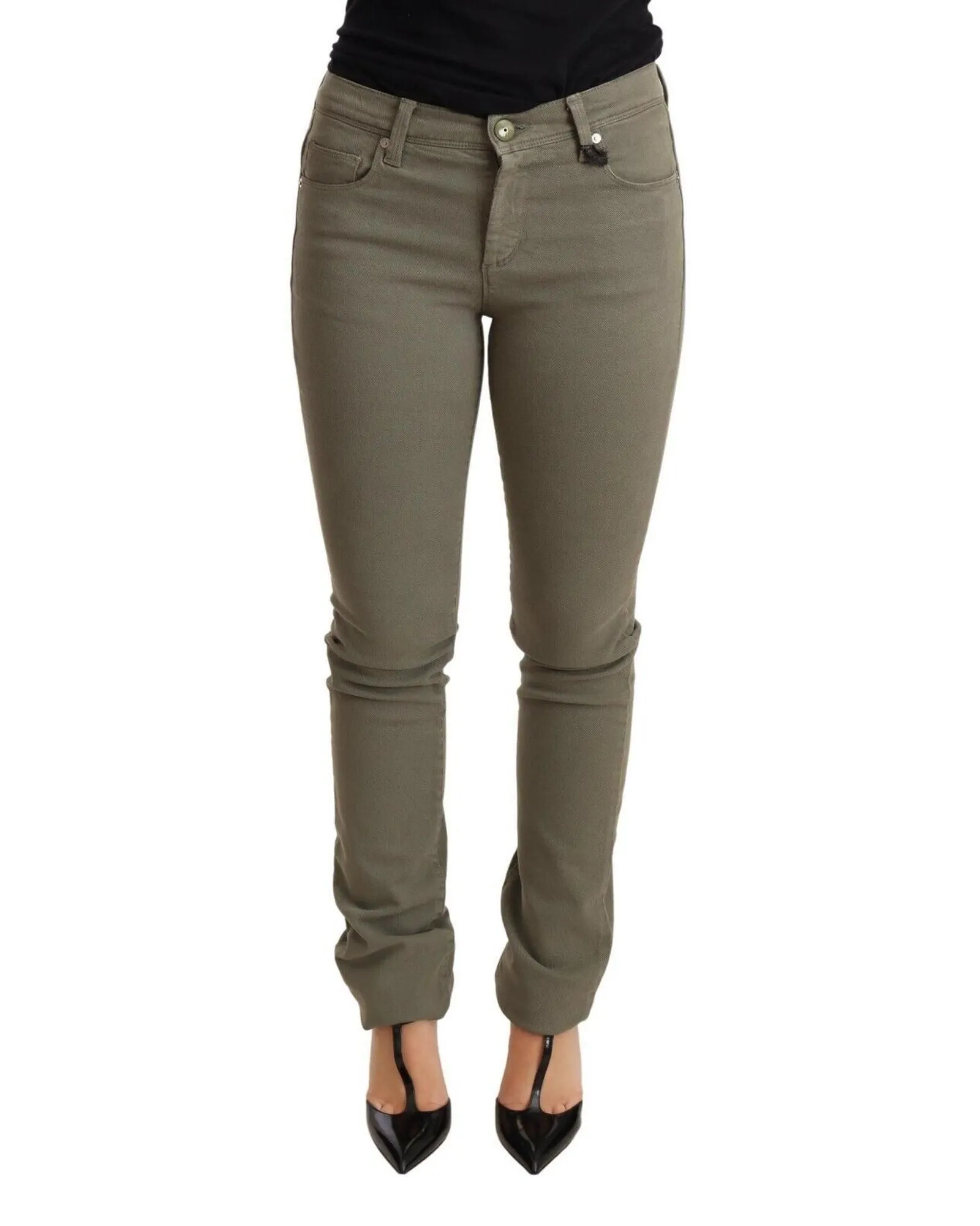 Olive Green Cotton Stretch JeansJeans
