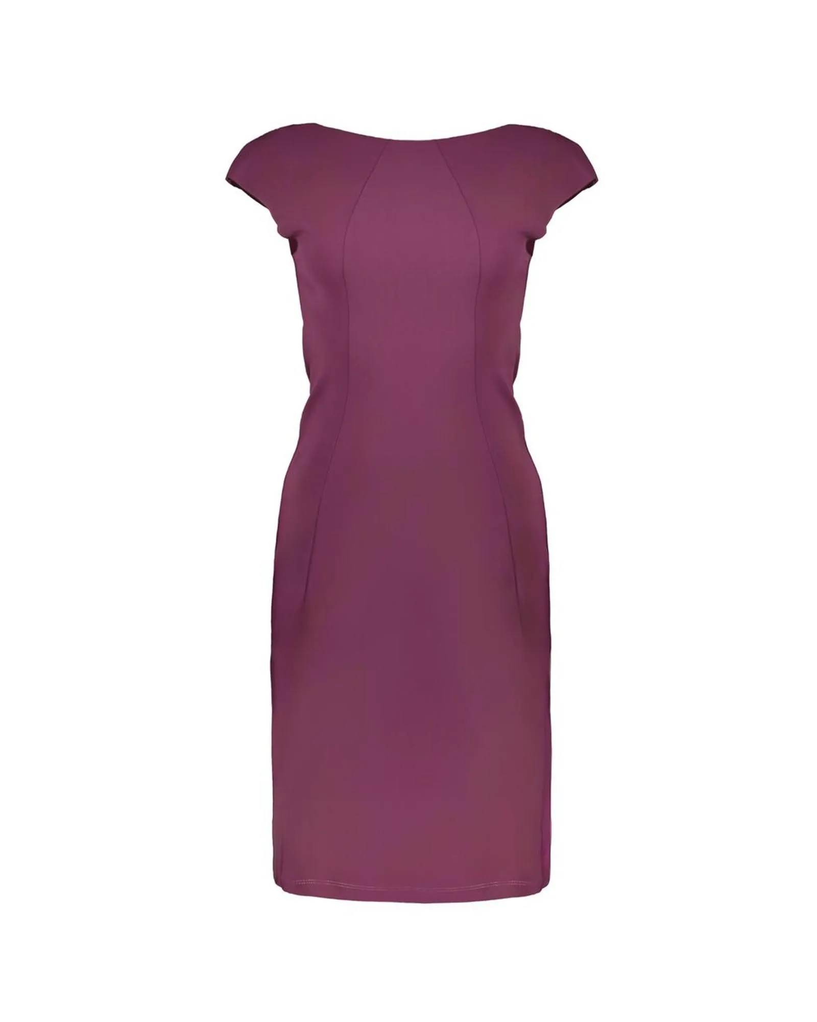 Sheath Dress Boat Neck Short Sleeves- Purple Dresses