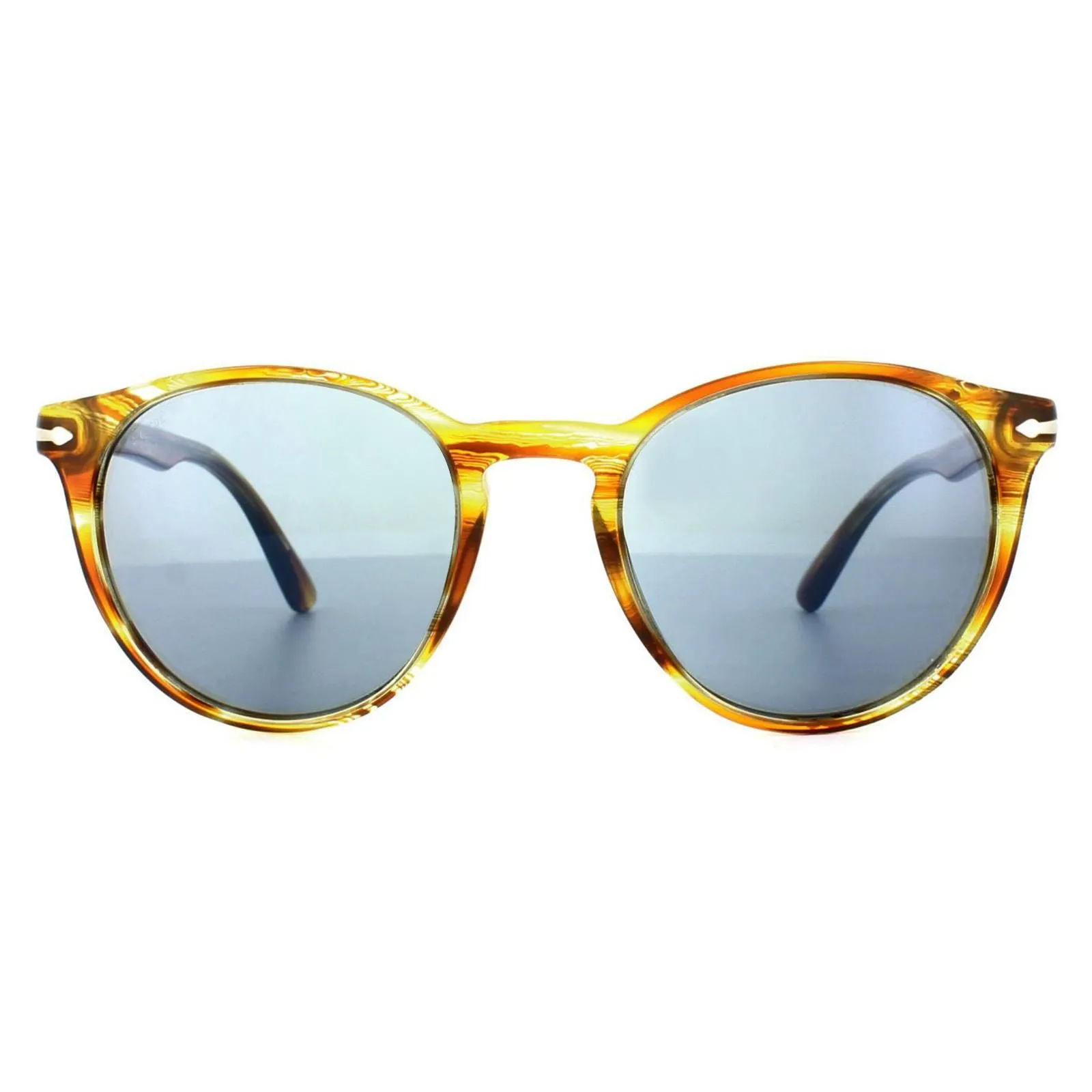 Round Brown Striped Yellow Blue Anti-Glare Sunglasses