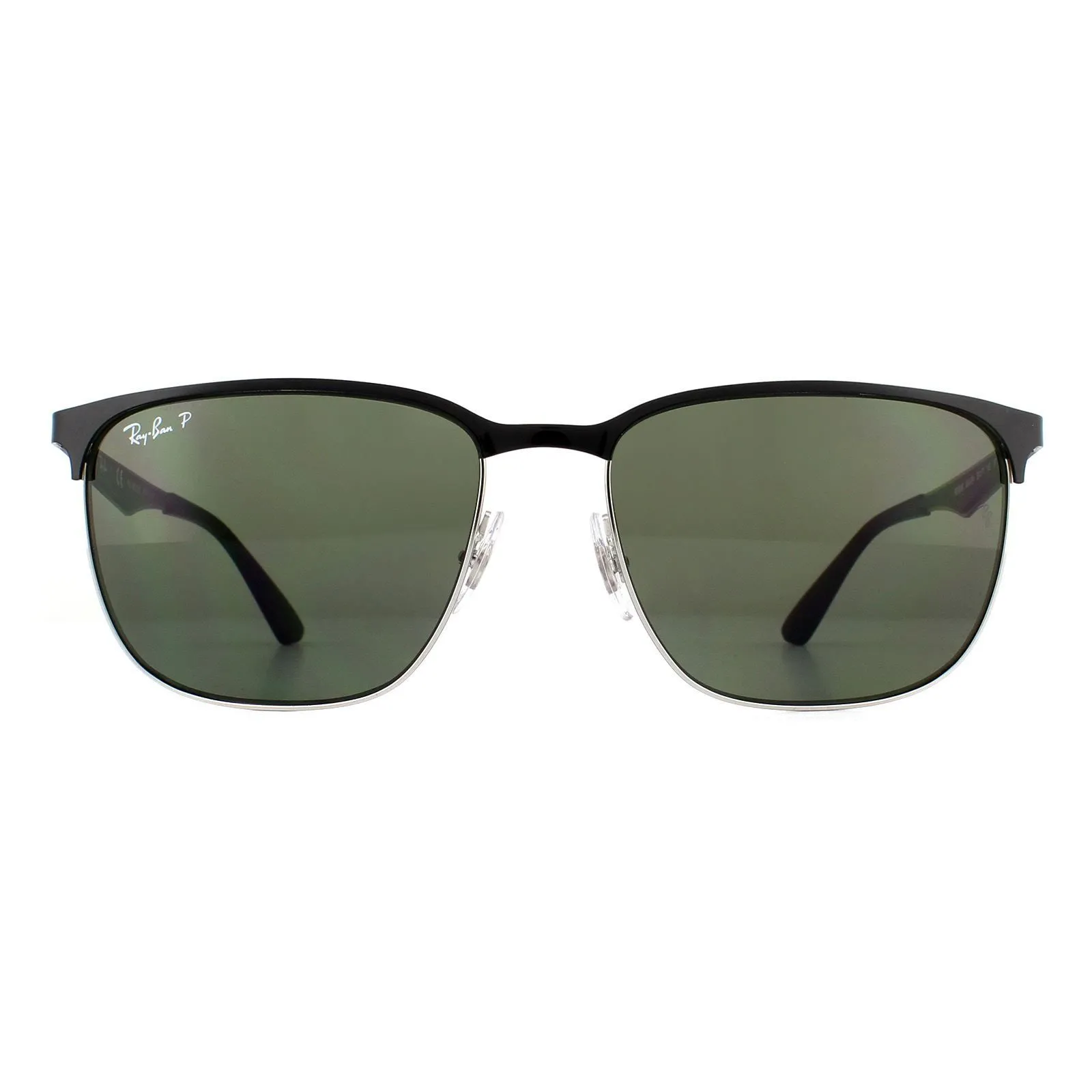 Square Black Silver Green Polarized 3569 Sunglasses