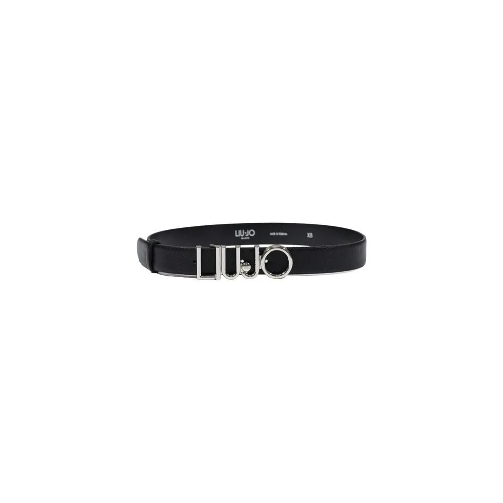 Faux Leather Belt with Buckle Detail Wo - Black