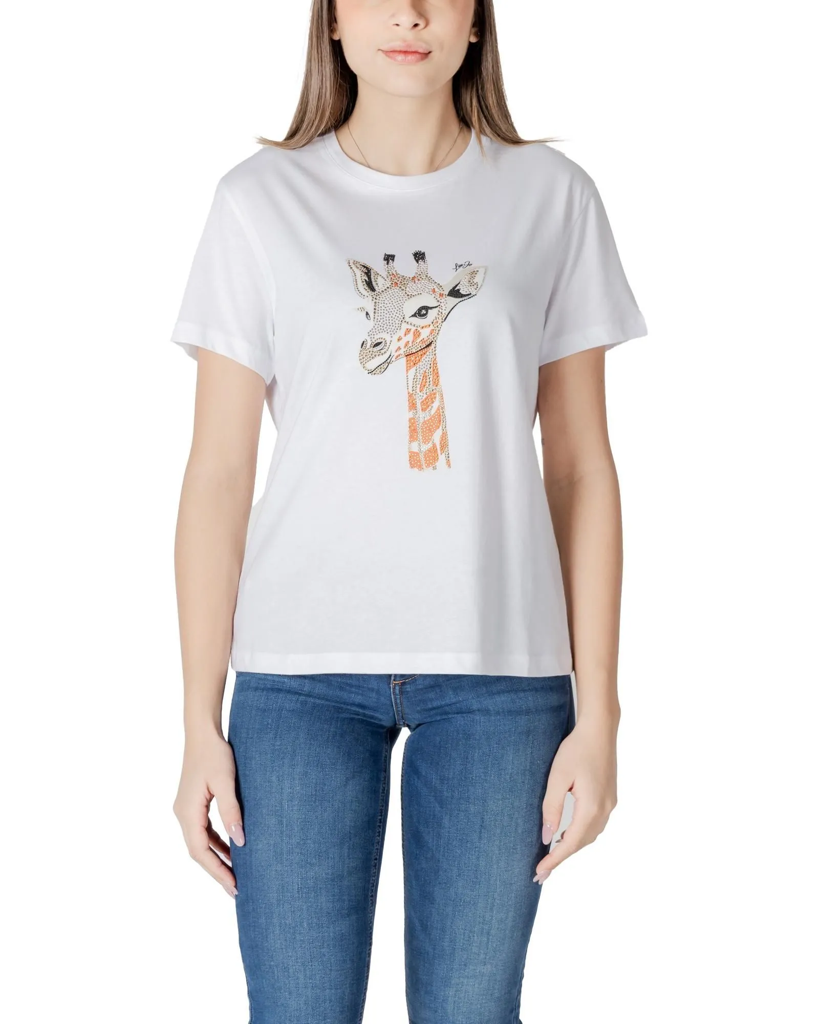 Embellished Giraffe Tee- White Shirts
