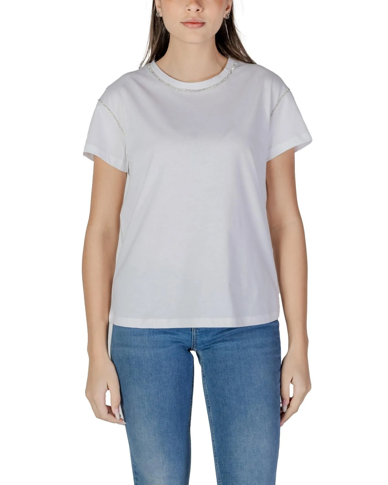 Crystal TShirt Short Sleeve Crew Neck- White Shirts